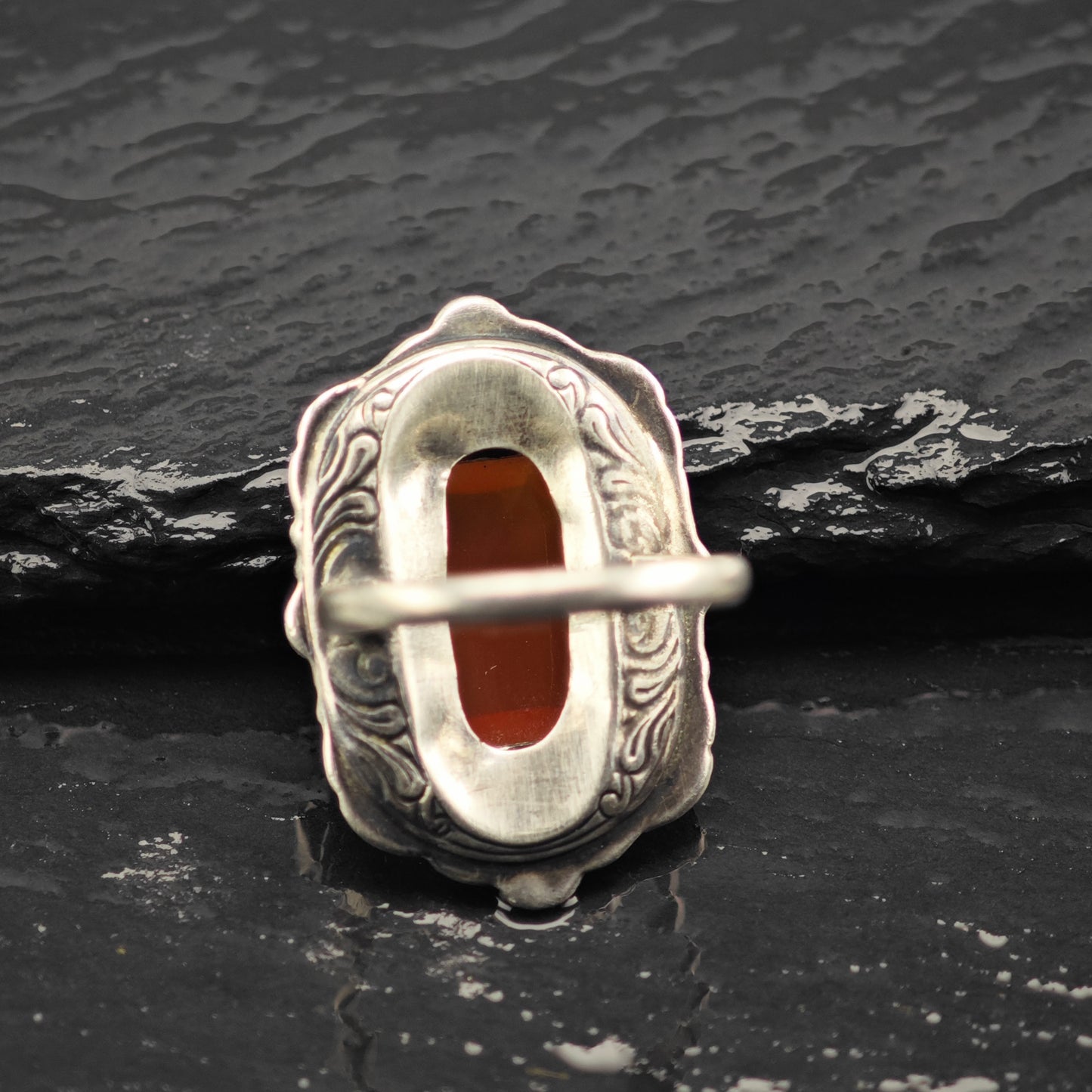 Art Deco Carnelian Ring Sterling Silver Sz 5.5 R6261