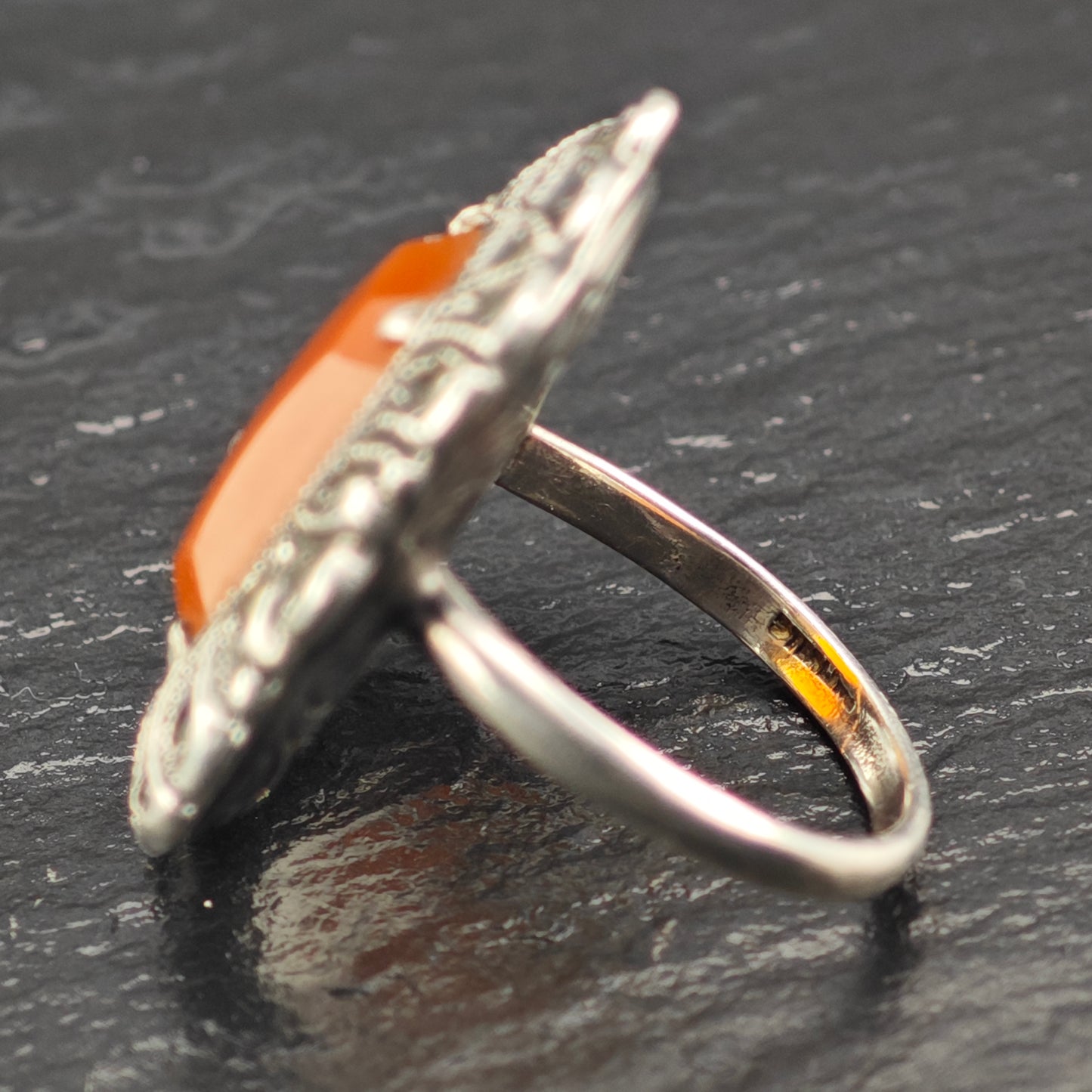 Art Deco Carnelian Ring Sterling Silver Sz 5.5 R6261