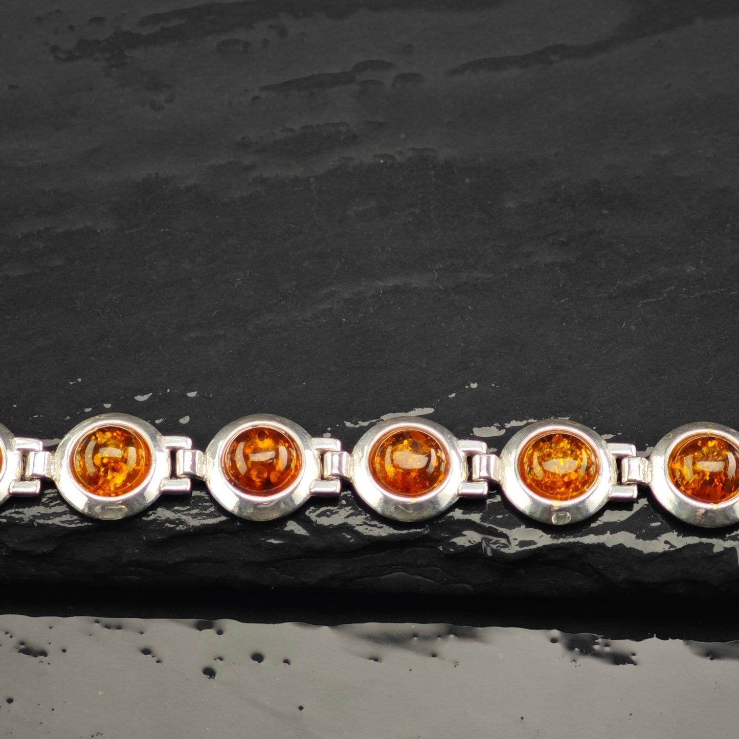 Natural Amber Sterling Silver Bracelet 7" BR3038