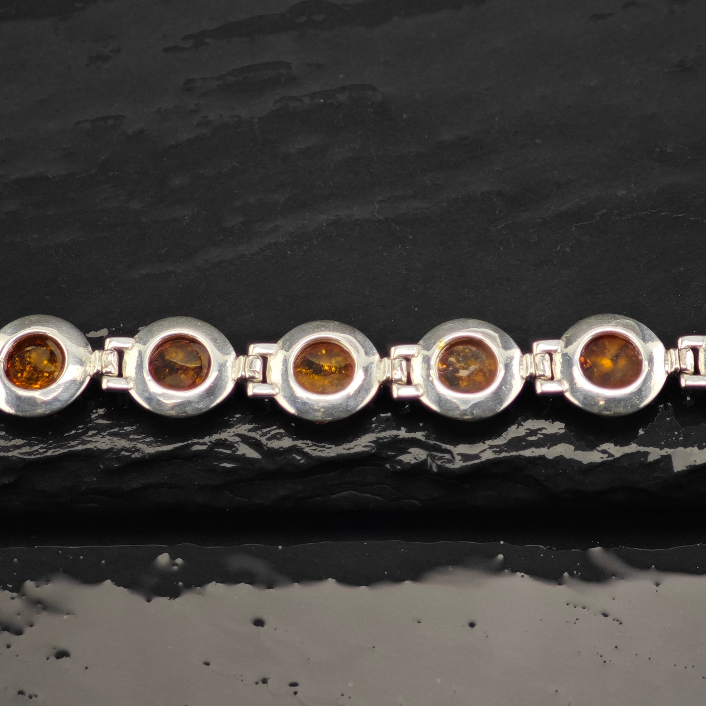 Natural Amber Sterling Silver Bracelet 7" BR3038