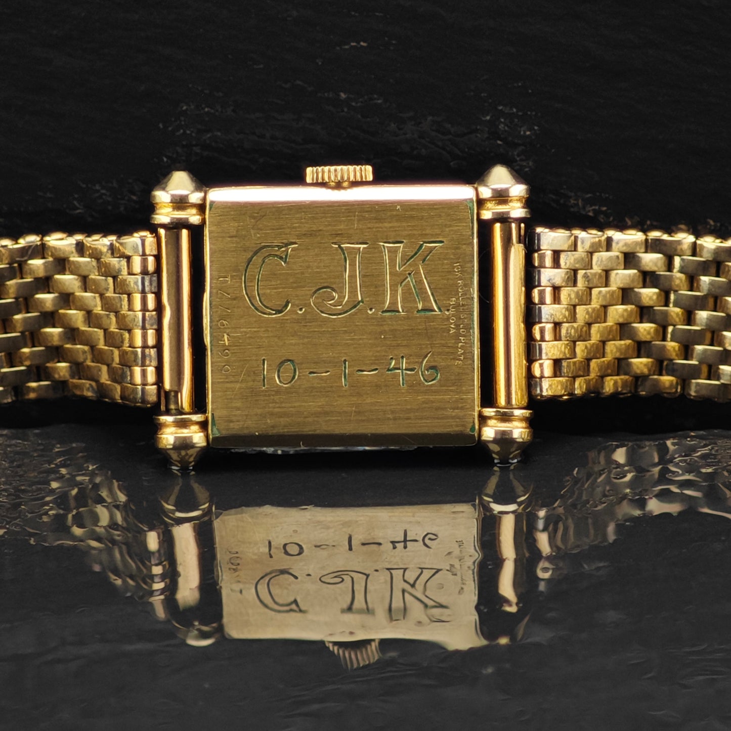 Vintage Bulova 21mm Yellow Gold Square Face 10k RGP MISC0366