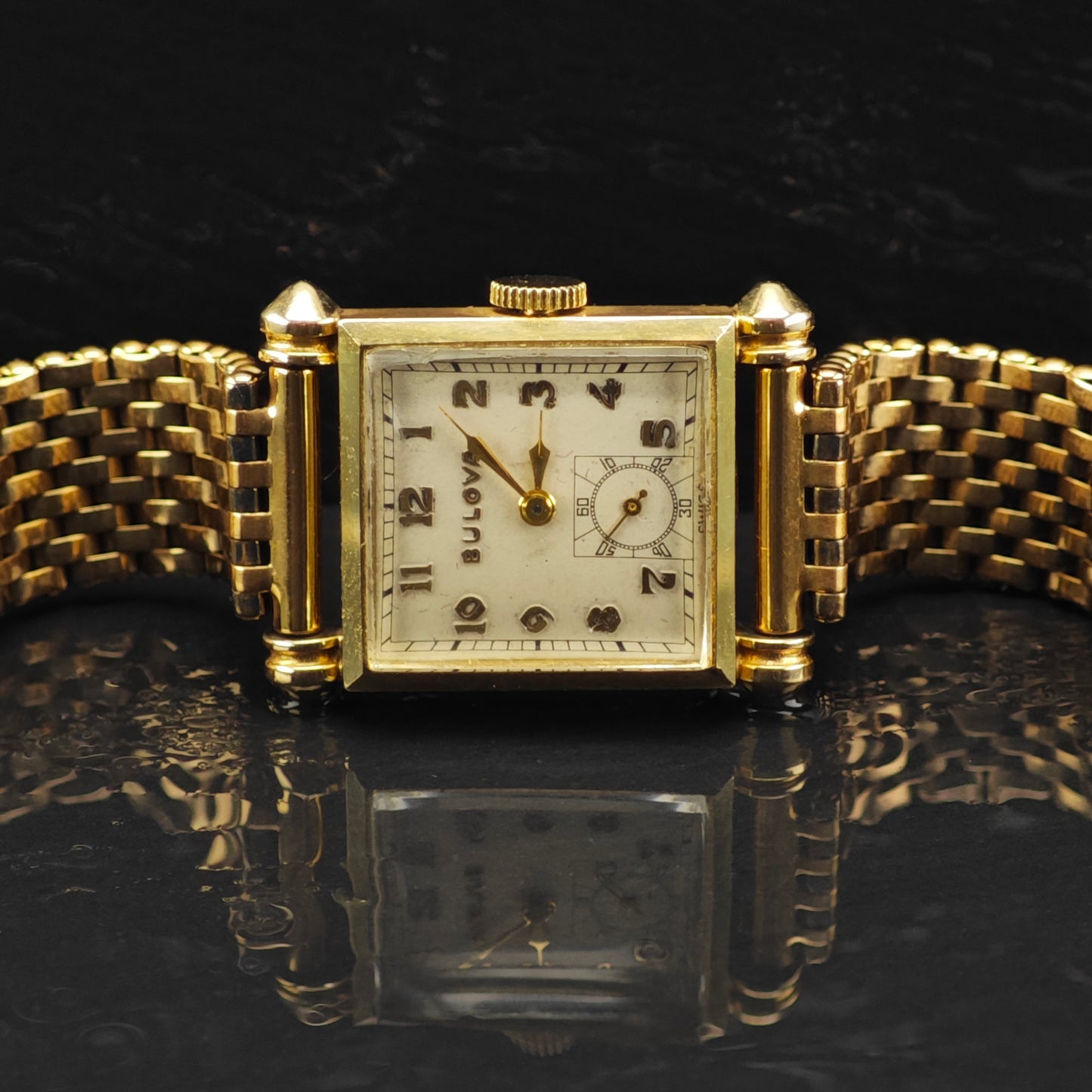 Vintage Bulova 21mm Yellow Gold Square Face 10k RGP MISC0366