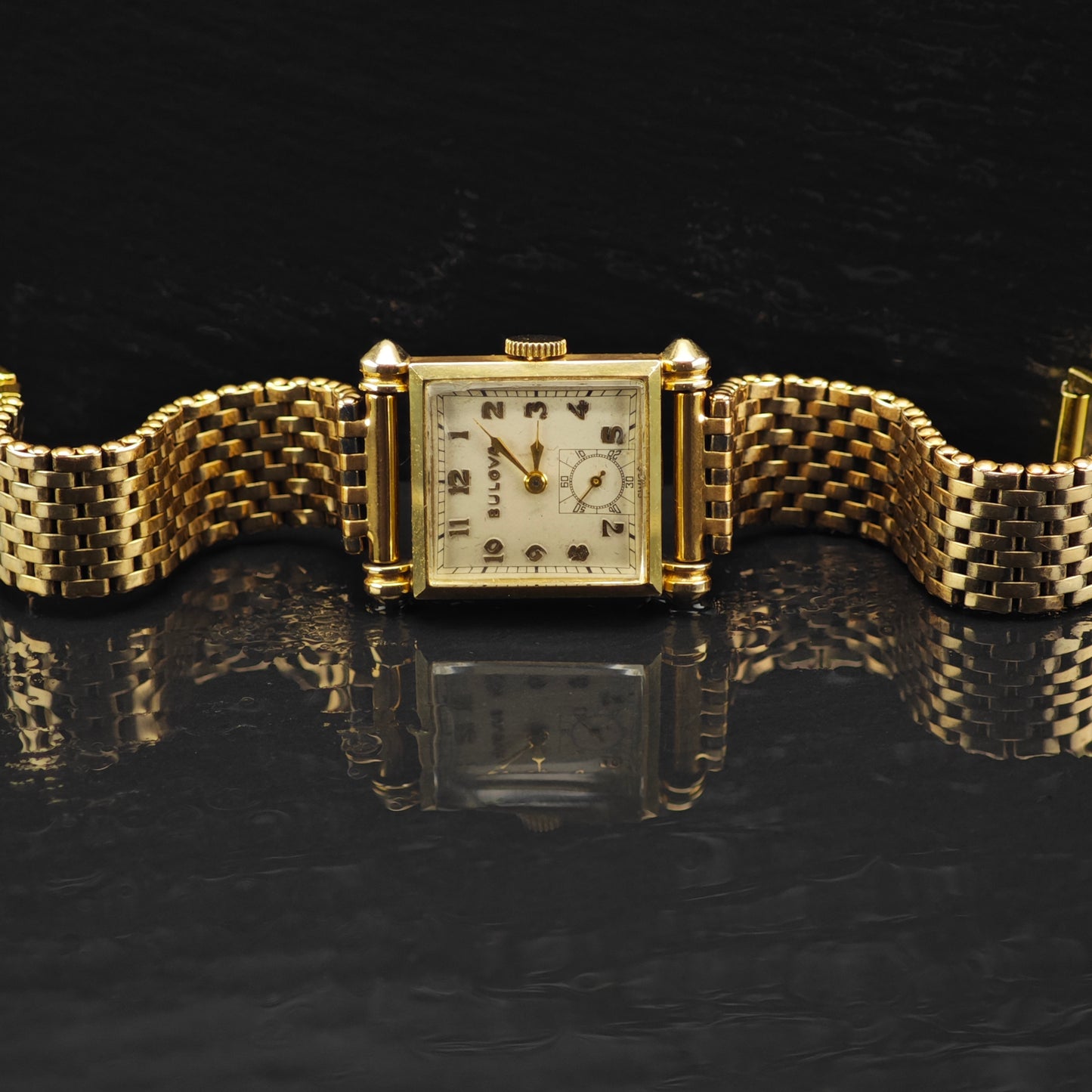 Vintage Bulova 21mm Yellow Gold Square Face 10k RGP MISC0366