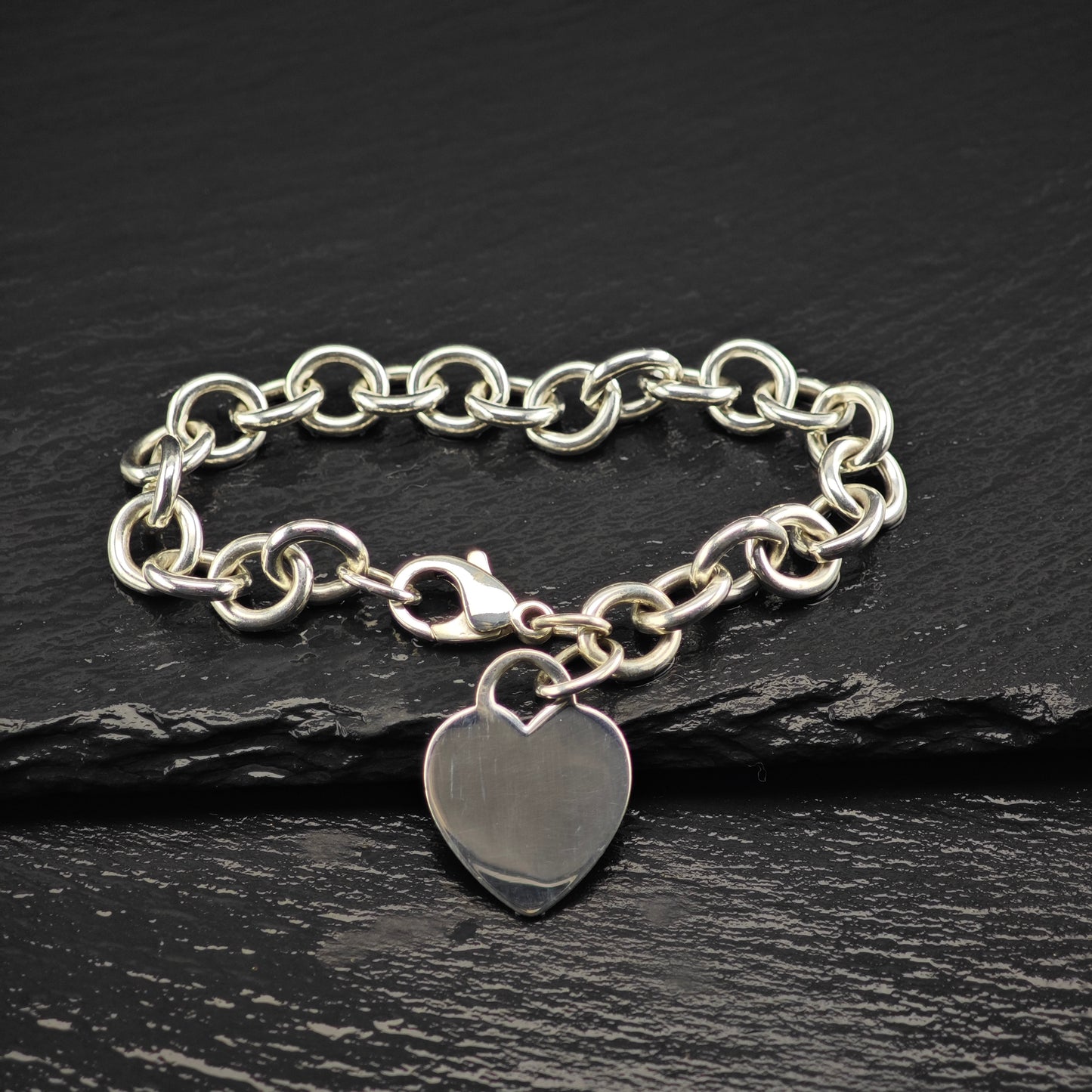 Vintage Tiffany & Co. Heart Tag Bracelet Sterling Silver Sz 6 1/2" BR3044