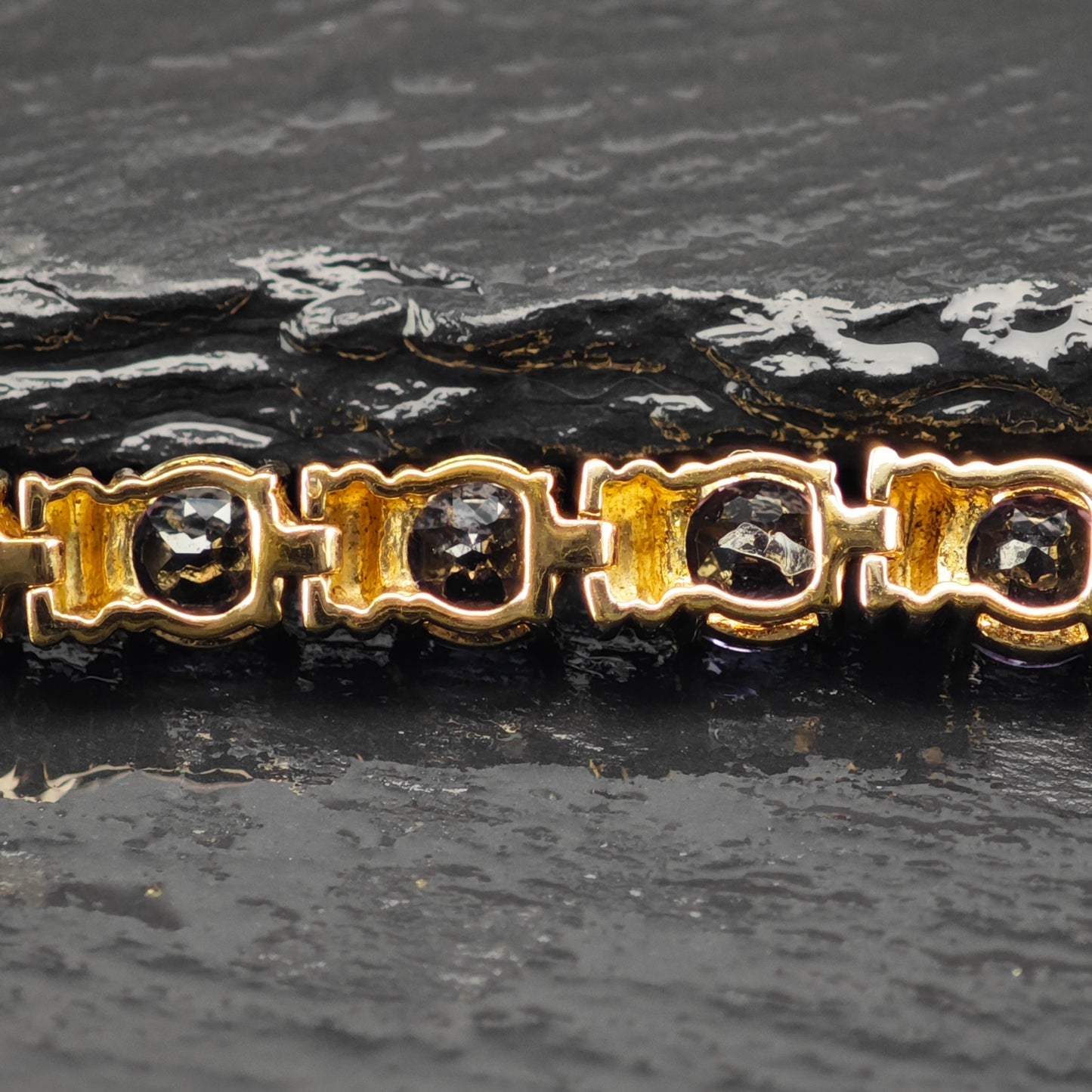 Lab Grown Alexandrite Gold Plated Sterling Silver Link Bracelet Sz 6 1/4" BR3043