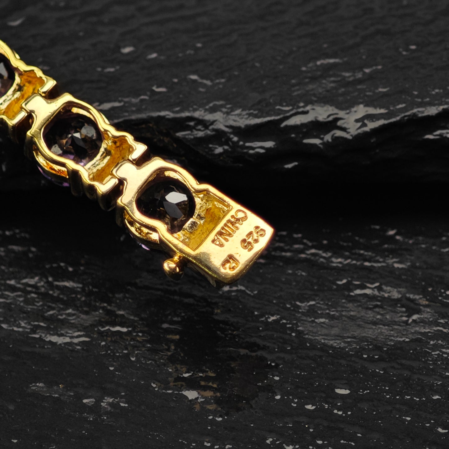 Lab Grown Alexandrite Gold Plated Sterling Silver Link Bracelet Sz 6 1/4" BR3043