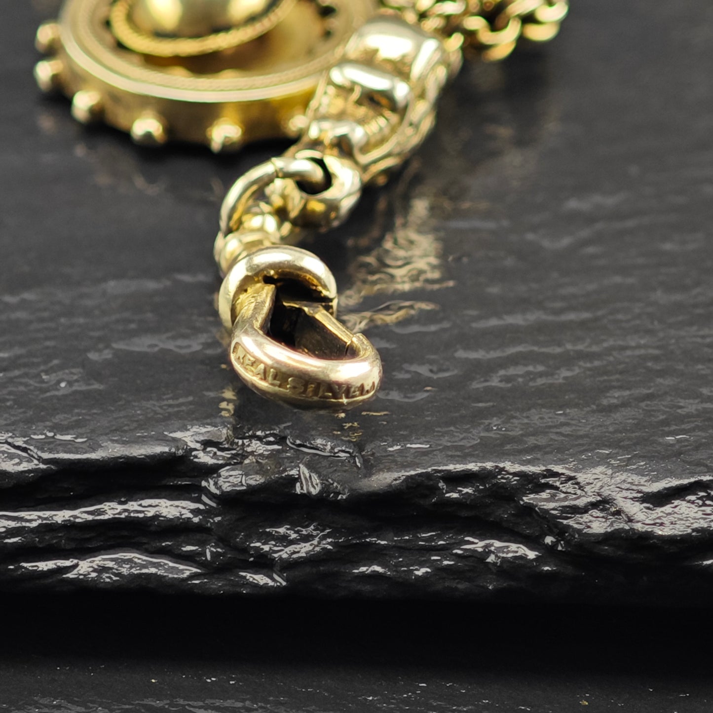 AS IS Antique Gold Gilded Sterling Silver Charm Bracelet Sz 7" BR3042