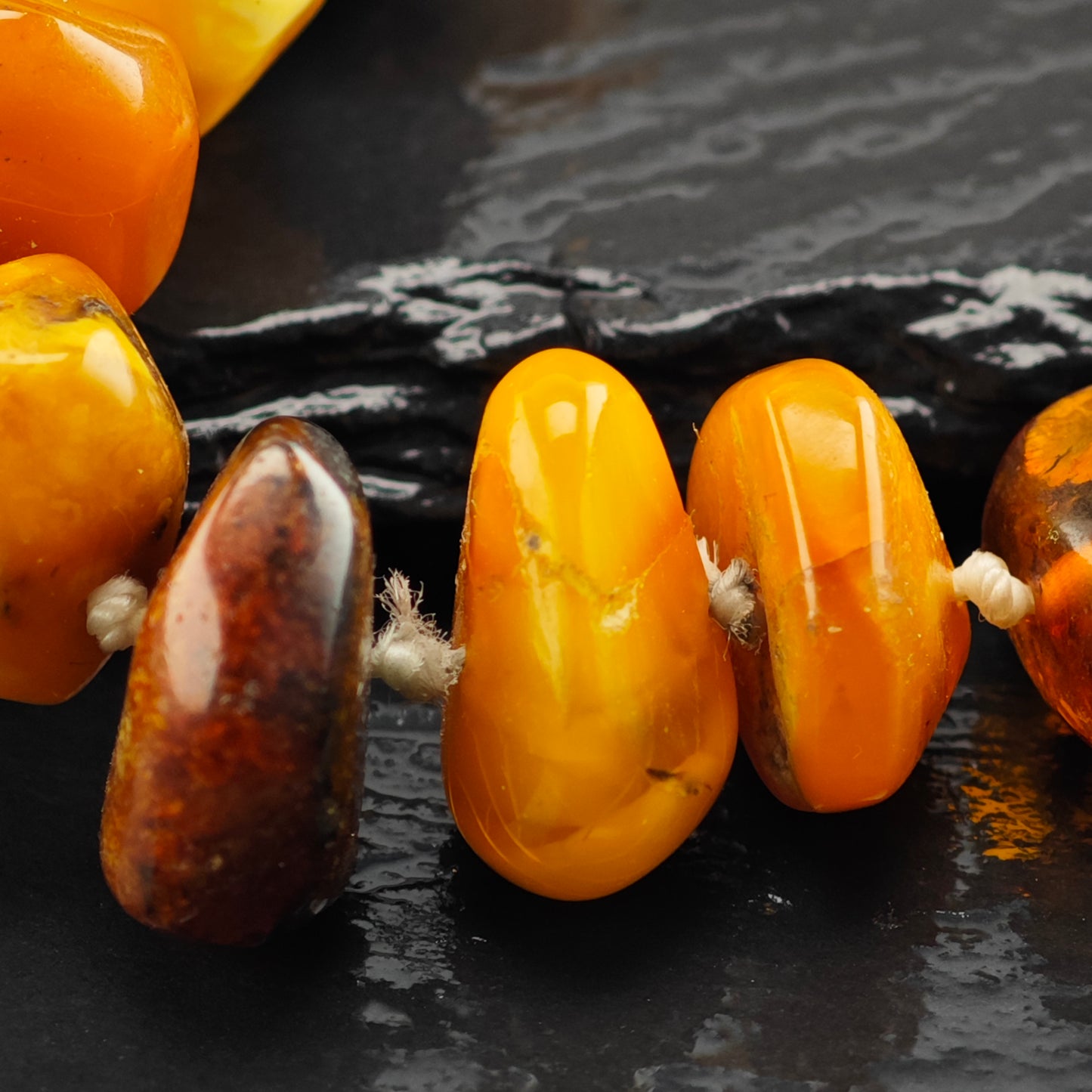 Vintage Orange Baltic Amber Beaded Necklace