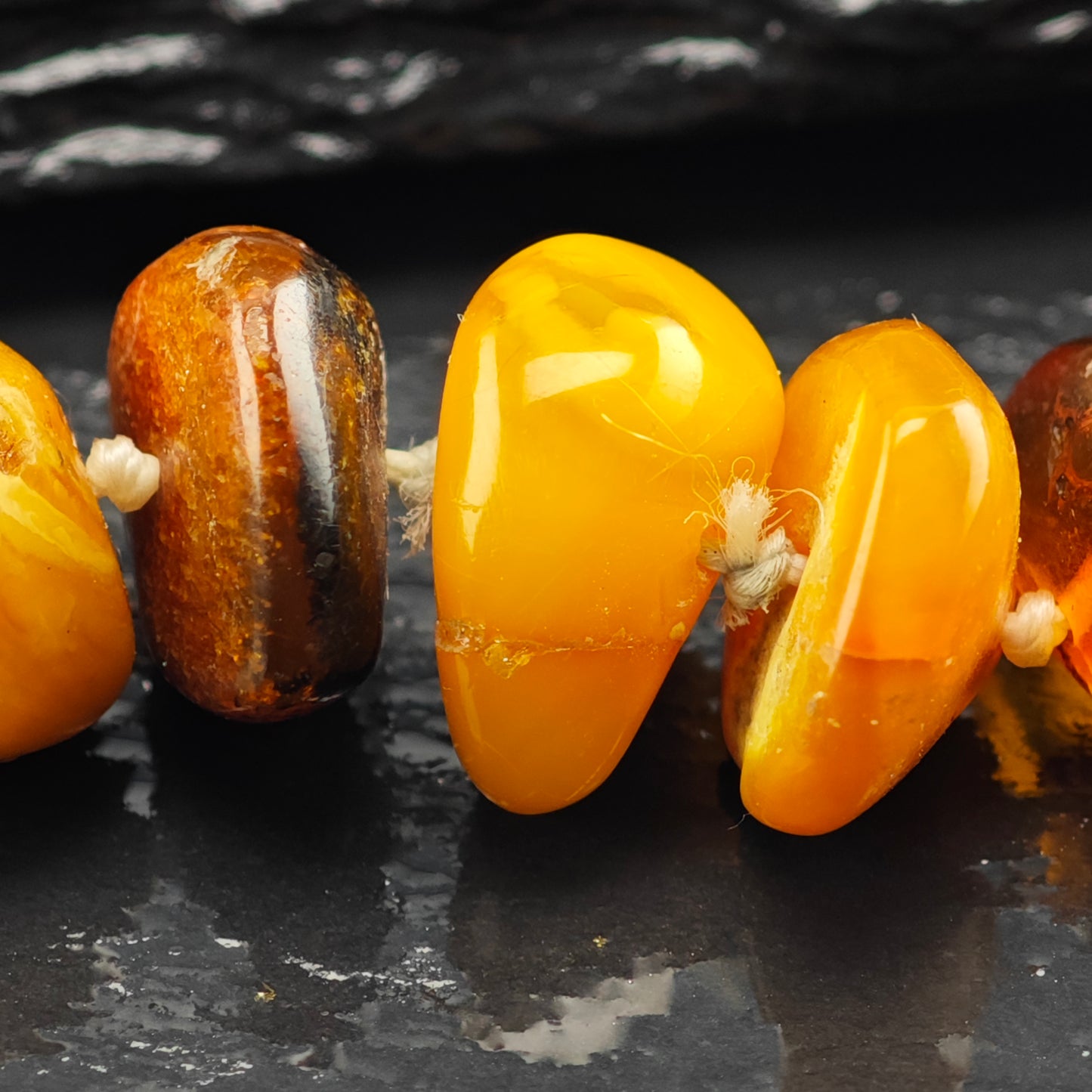 Vintage Orange Baltic Amber Beaded Necklace