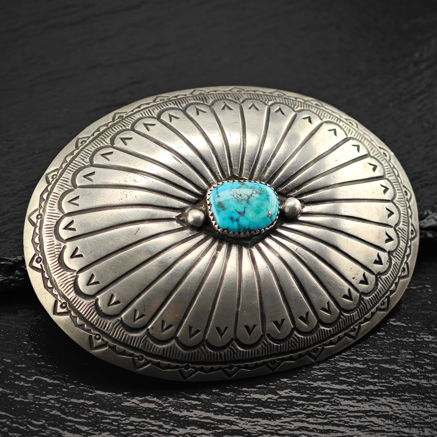 Vintage Native American Turquoise Sterling Silver Belt Buckle MISC0335