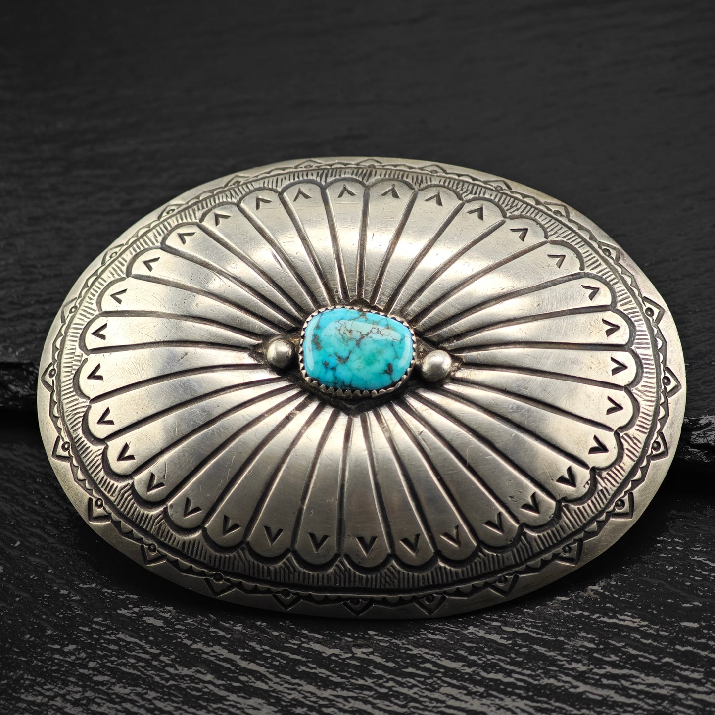 Vintage Native American Turquoise Sterling Silver Belt Buckle MISC0335