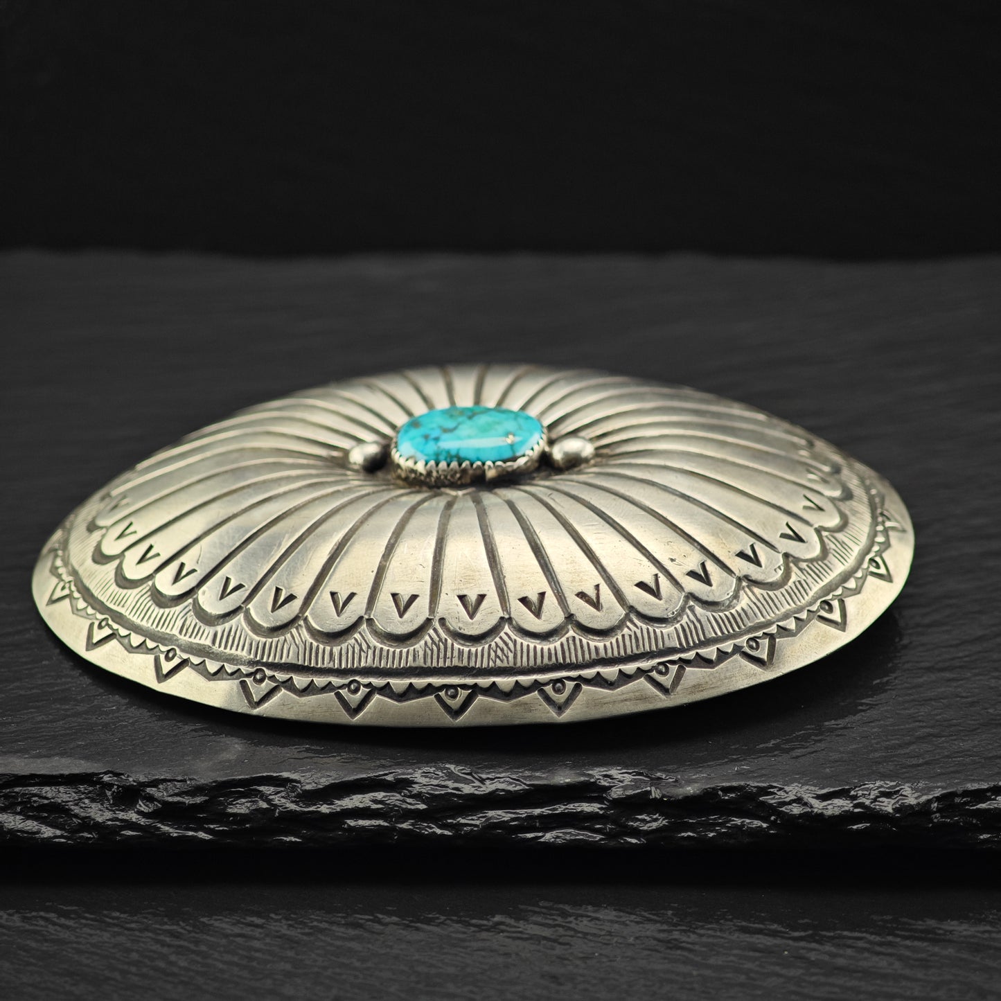 Vintage Native American Turquoise Sterling Silver Belt Buckle MISC0335