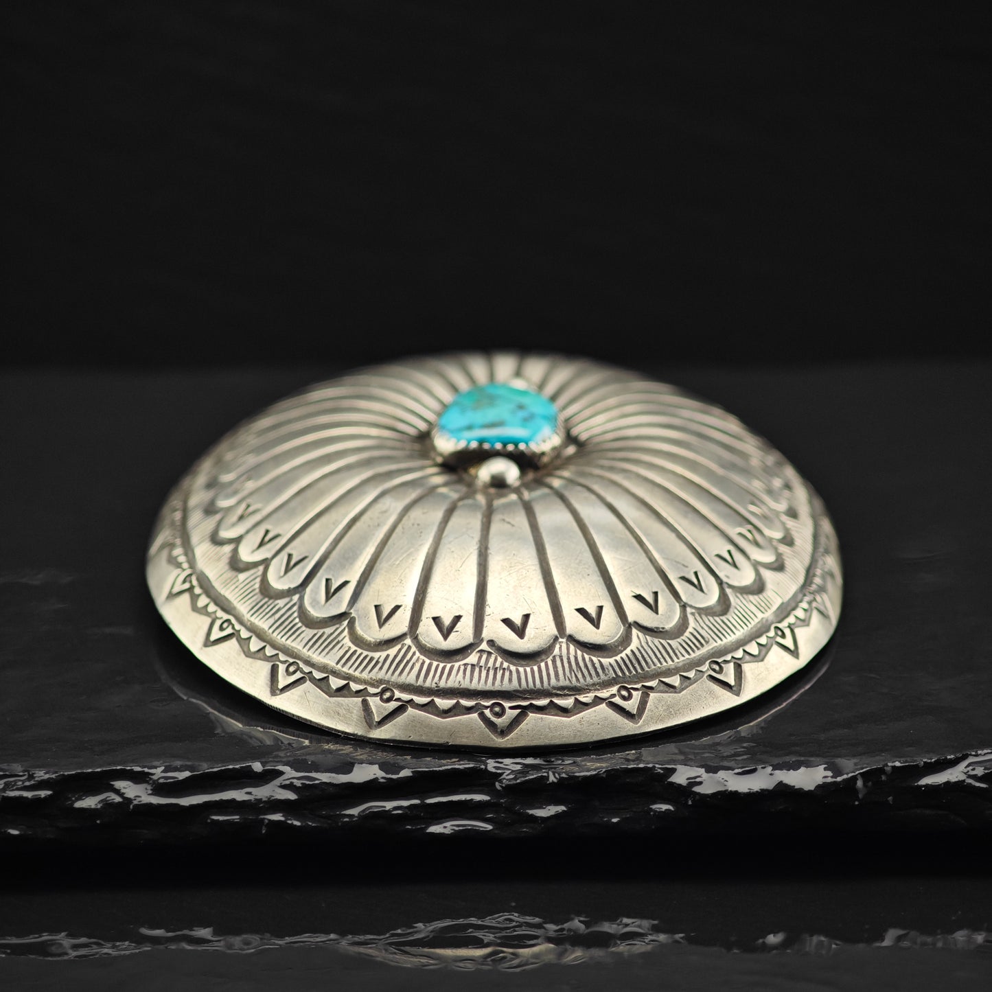 Vintage Native American Turquoise Sterling Silver Belt Buckle MISC0335