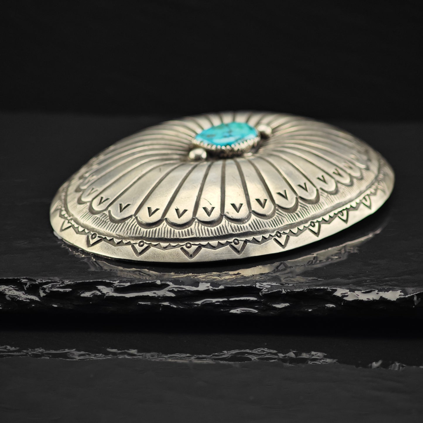 Vintage Native American Turquoise Sterling Silver Belt Buckle MISC0335