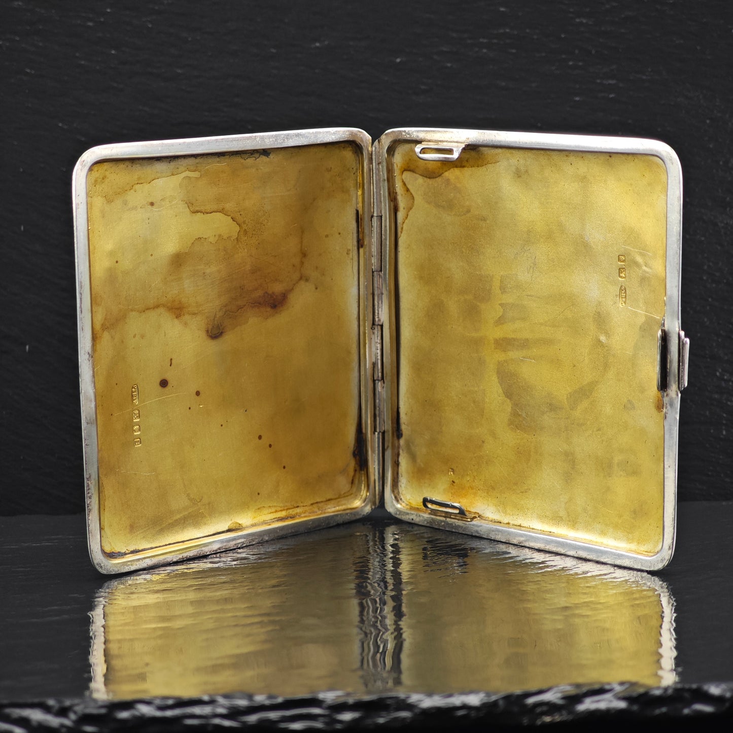 Antique Risque Art Nouveau Enamel Cigarette Case Sterling Silver MISC0340