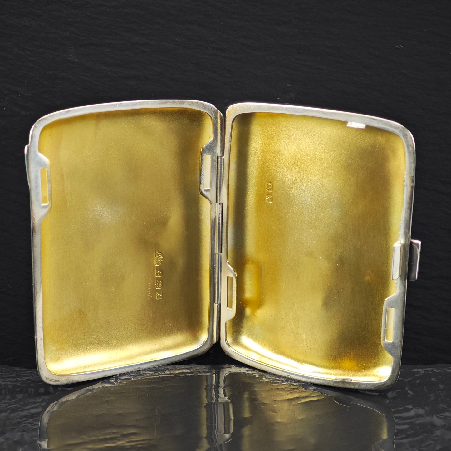 Antique Risque Art Nouveau Enamel Cigarette Case Sterling Silver MISC0342