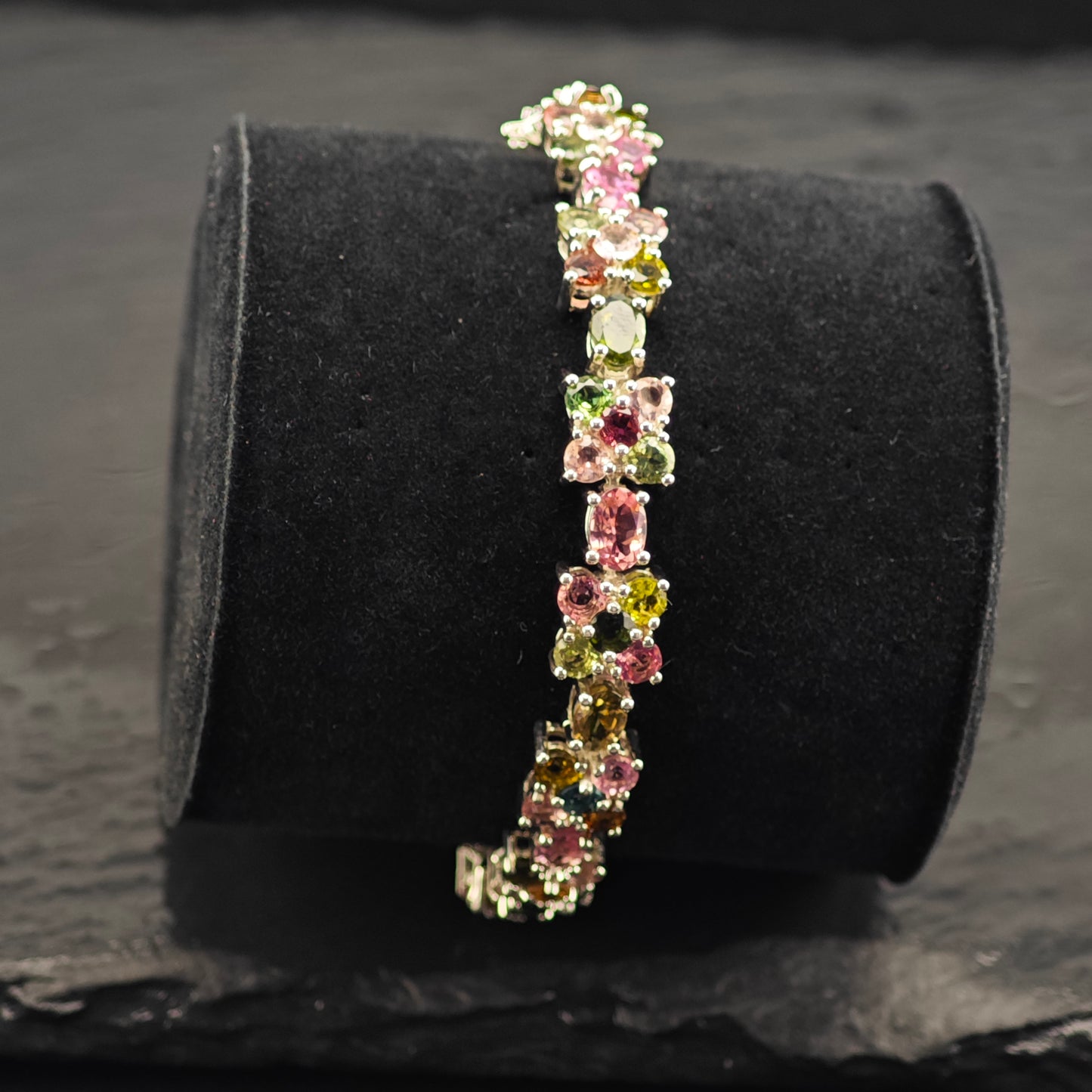 Floral Tourmaline Bracelet, Ring, and Earring Set