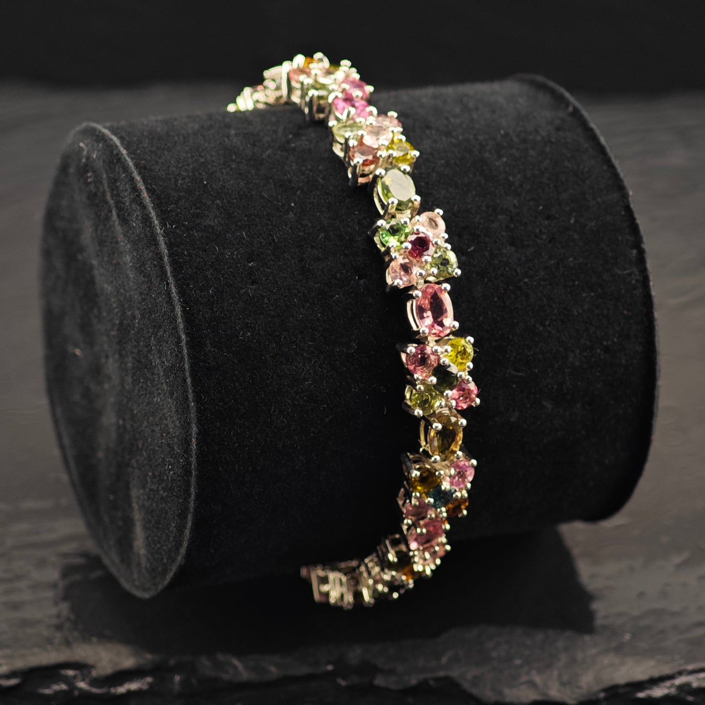 Floral Tourmaline Bracelet, Ring, and Earring Set