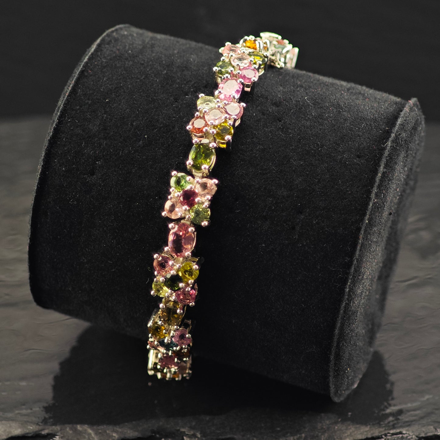 Floral Tourmaline Bracelet, Ring, and Earring Set