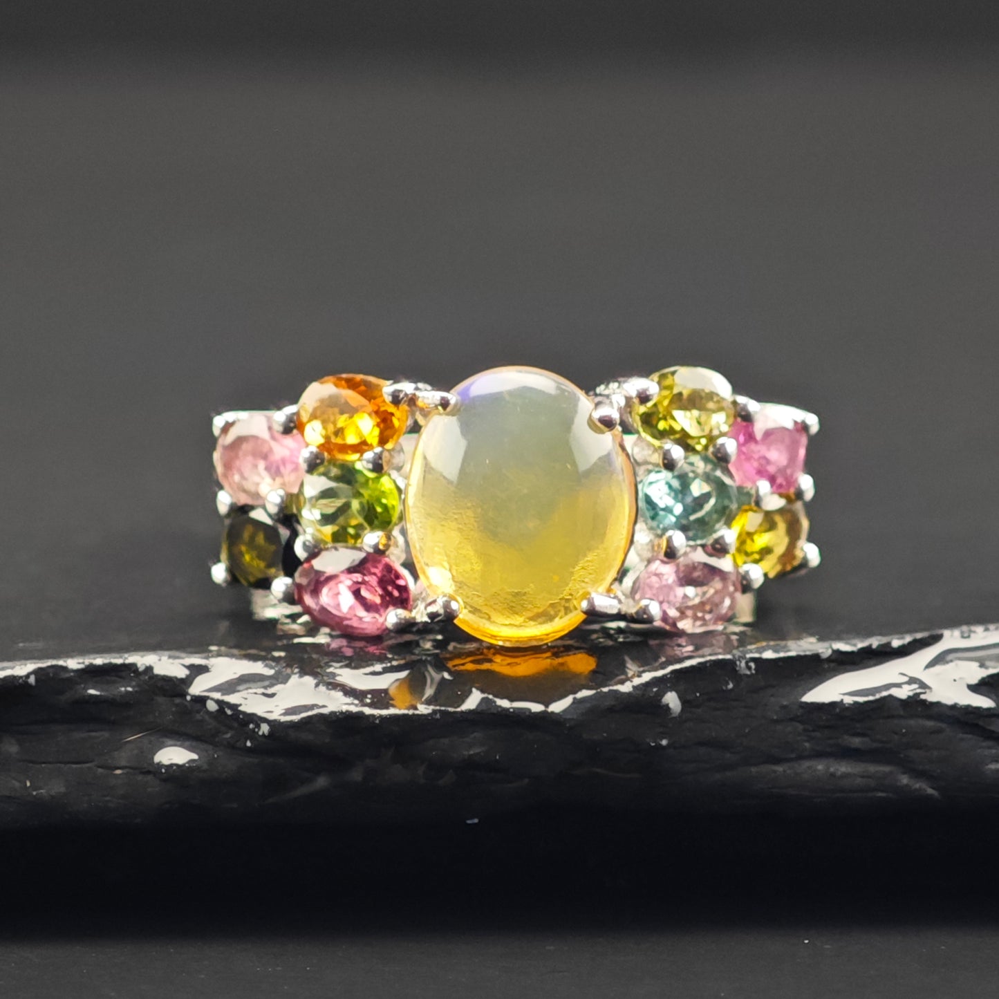 Floral Tourmaline Bracelet, Ring, and Earring Set