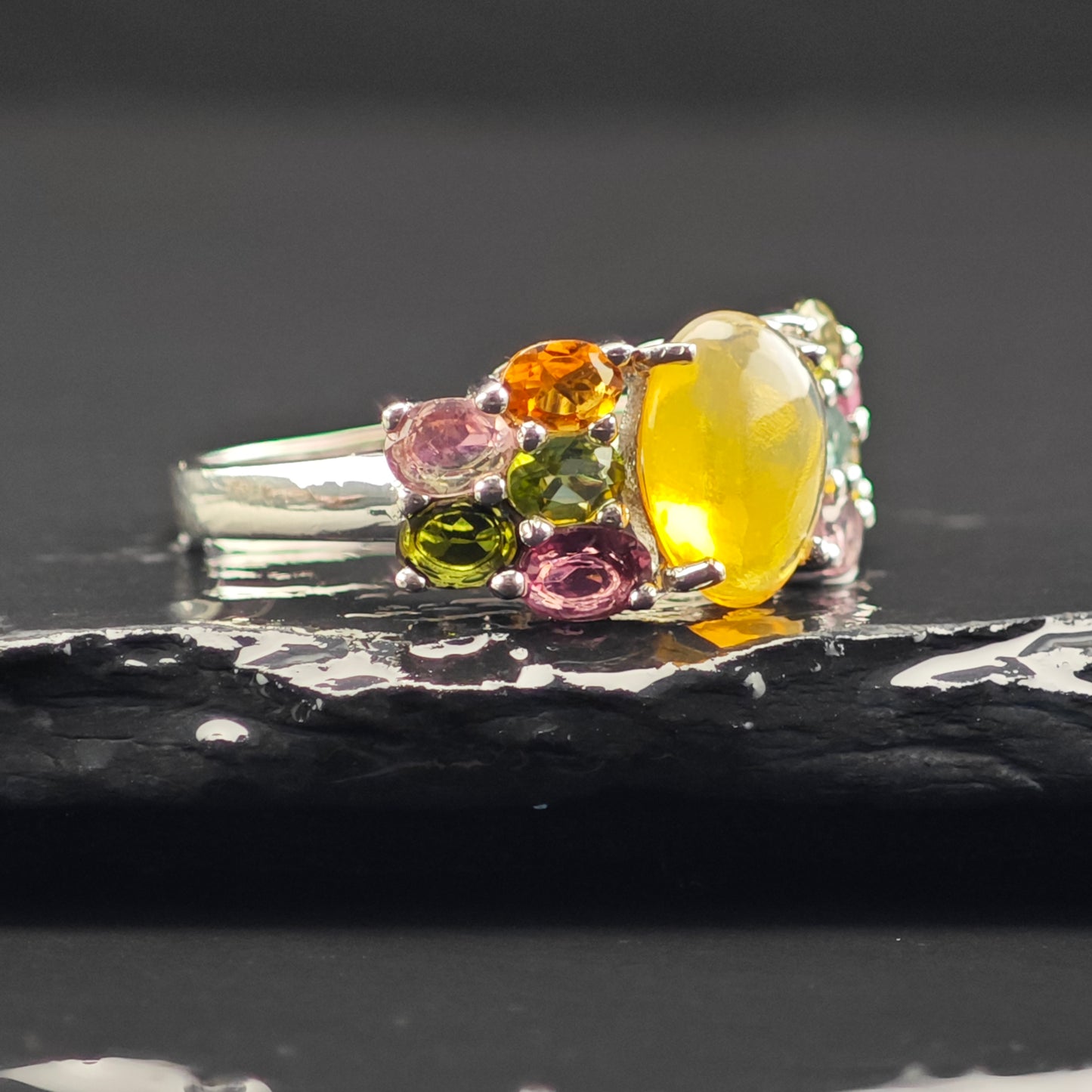 Floral Tourmaline Bracelet, Ring, and Earring Set