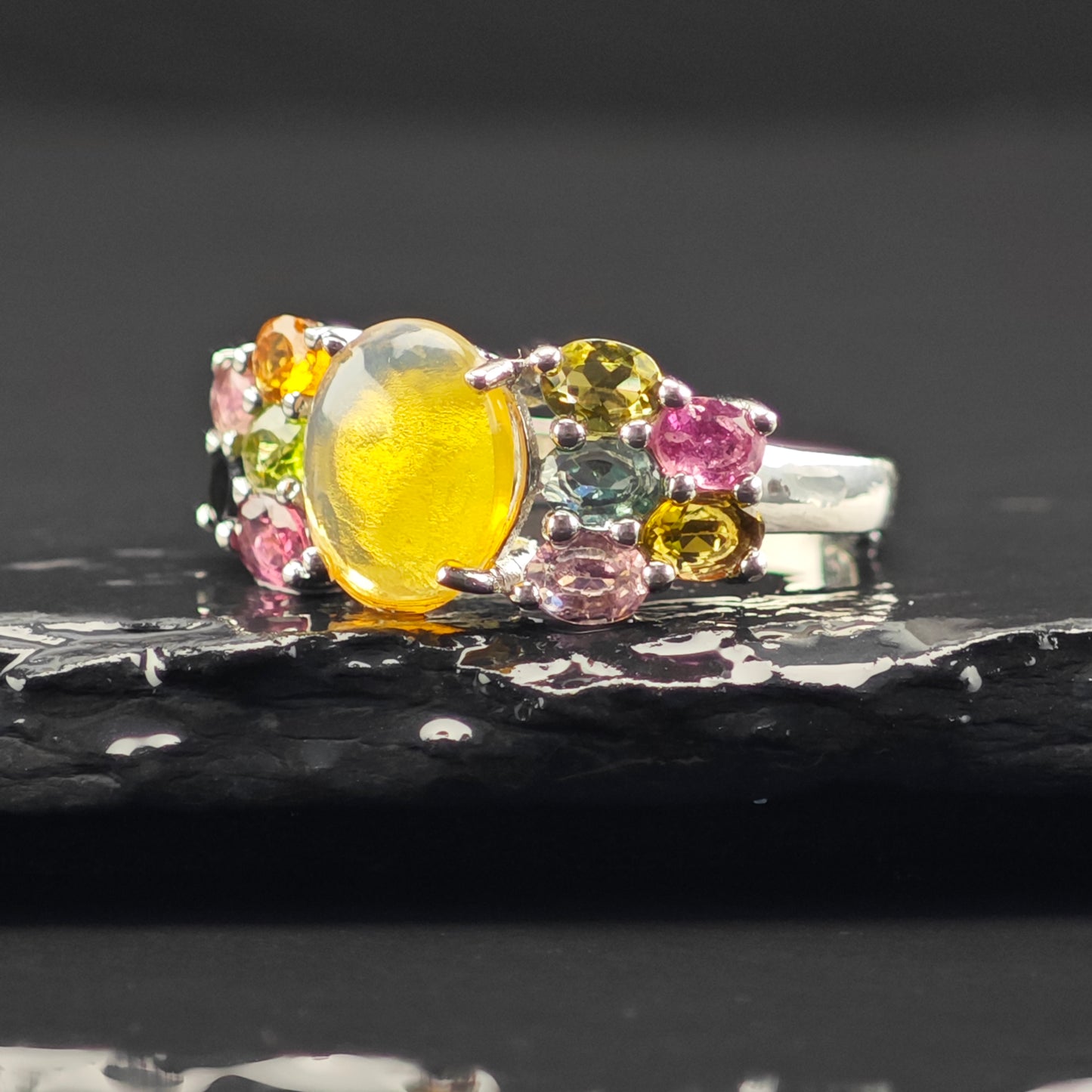 Floral Tourmaline Bracelet, Ring, and Earring Set