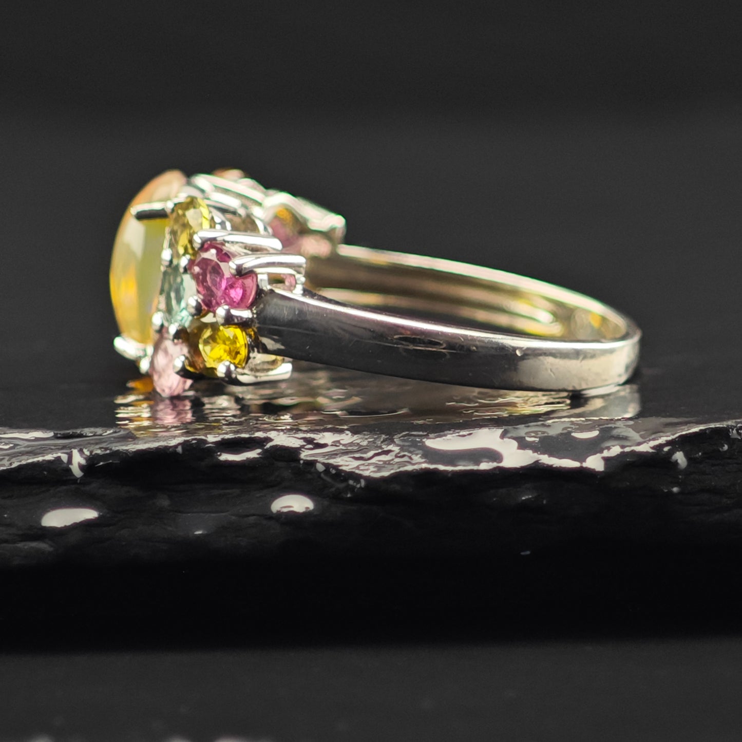 Floral Tourmaline Bracelet, Ring, and Earring Set