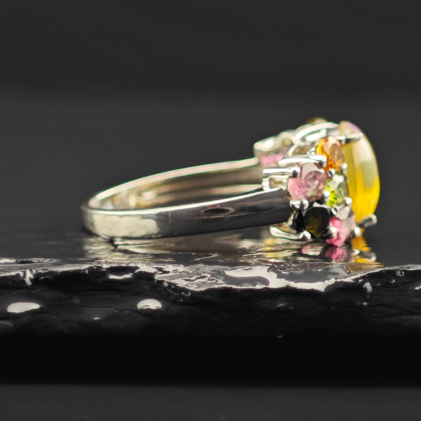 Floral Tourmaline Bracelet, Ring, and Earring Set