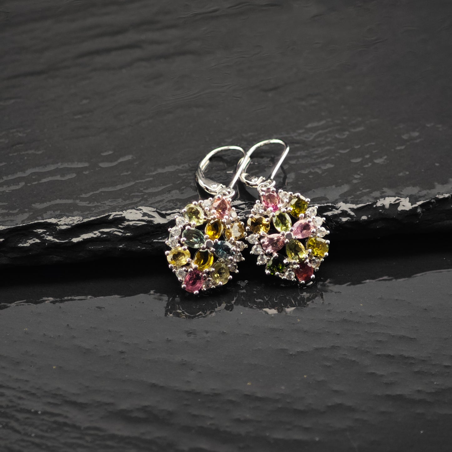 Floral Tourmaline Bracelet, Ring, and Earring Set