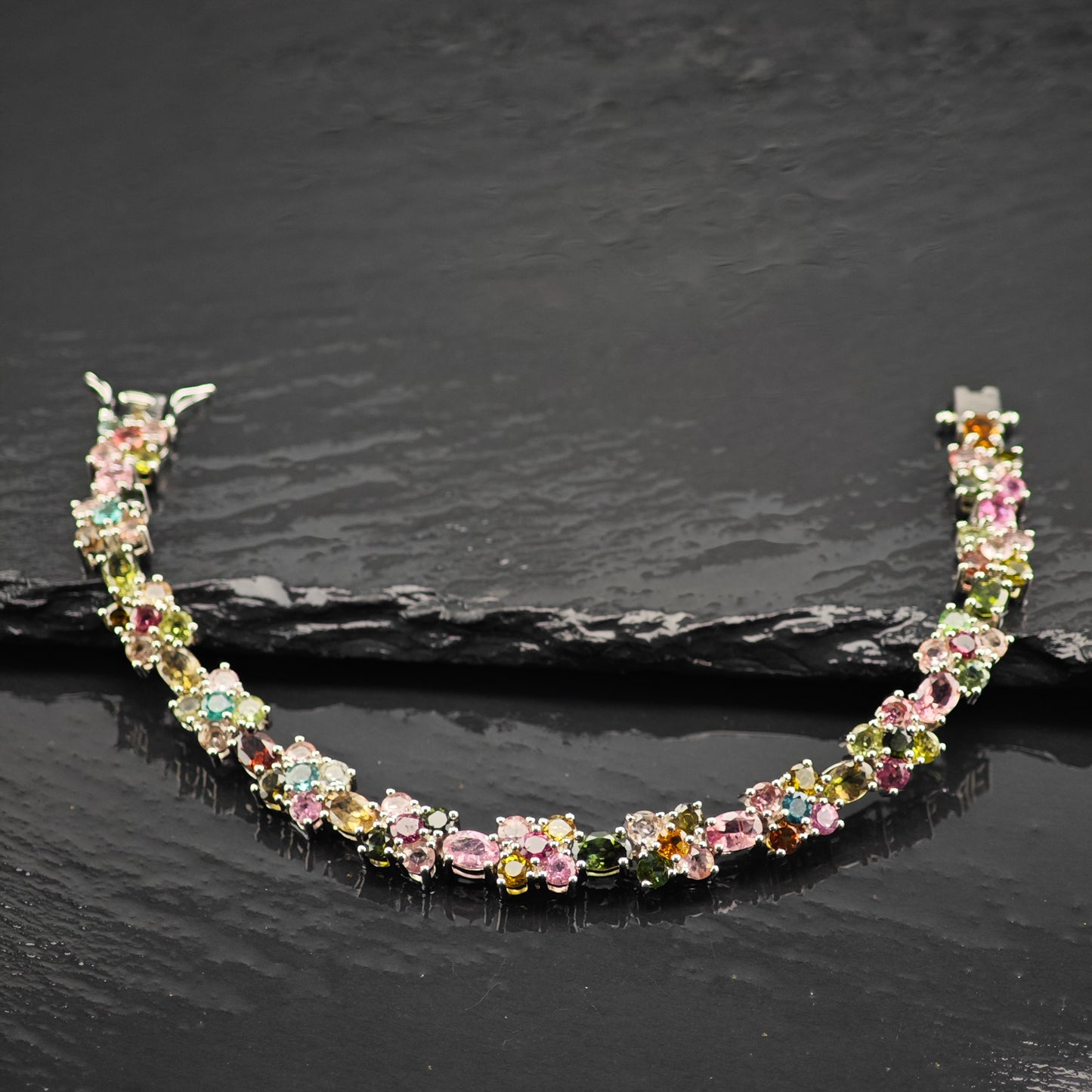 Floral Tourmaline Bracelet, Ring, and Earring Set