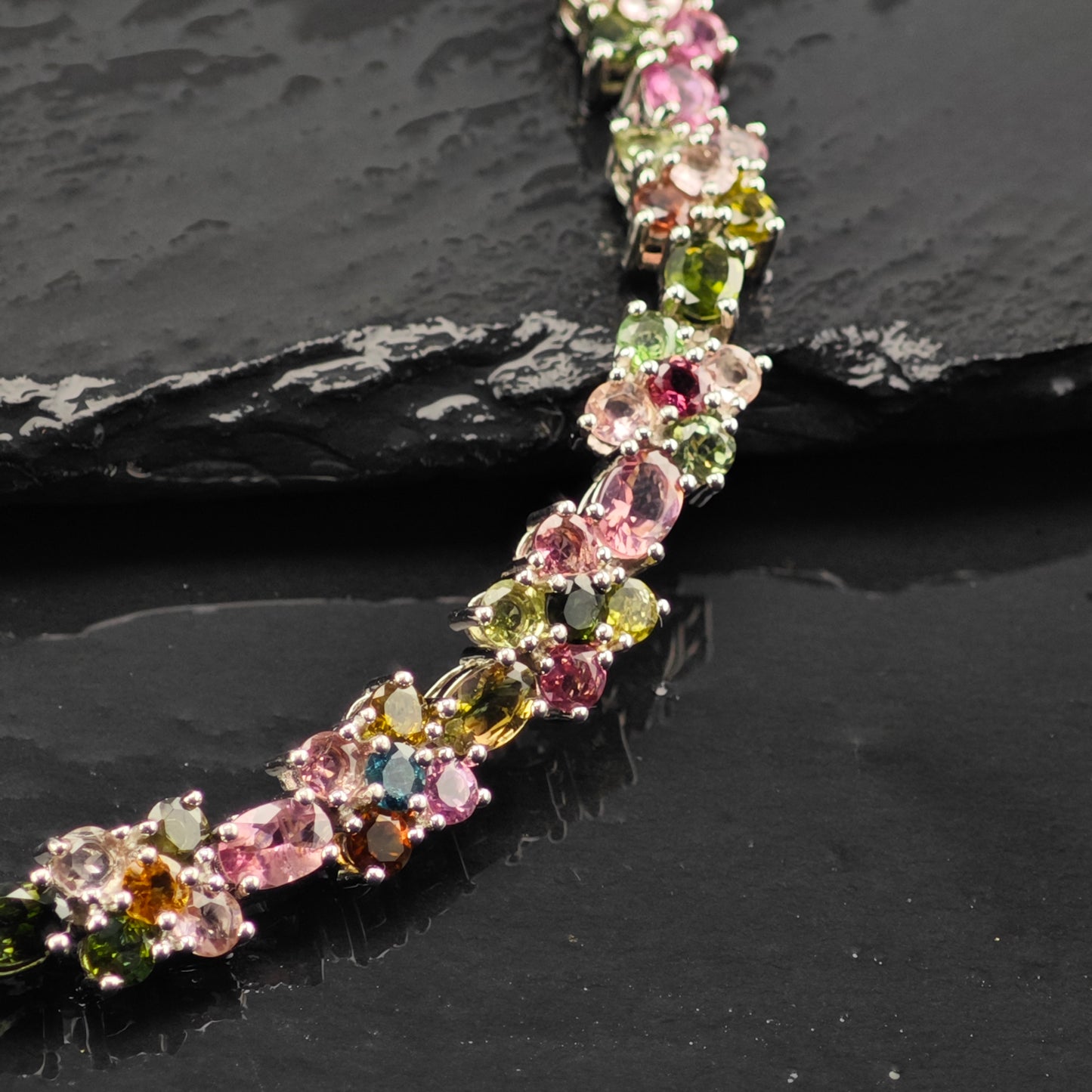 Floral Tourmaline Bracelet, Ring, and Earring Set
