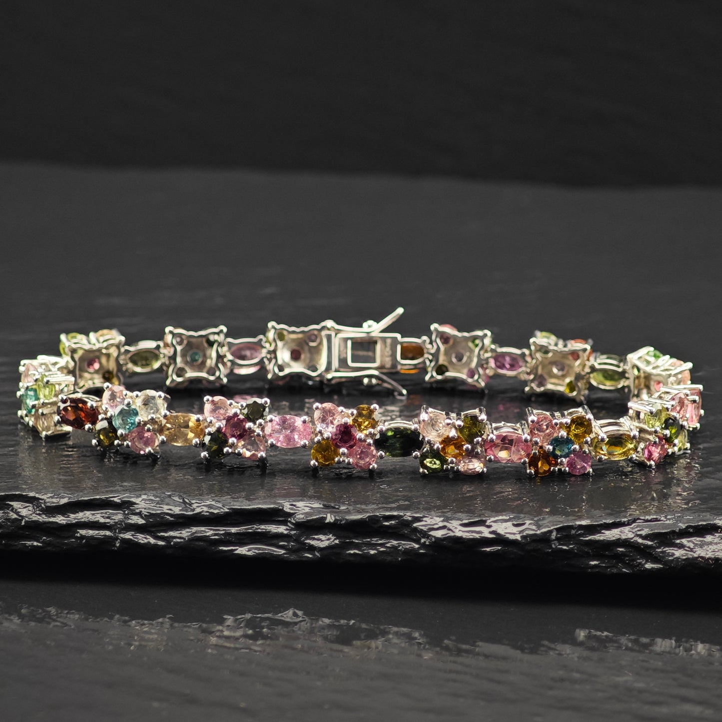 Floral Tourmaline Bracelet, Ring, and Earring Set