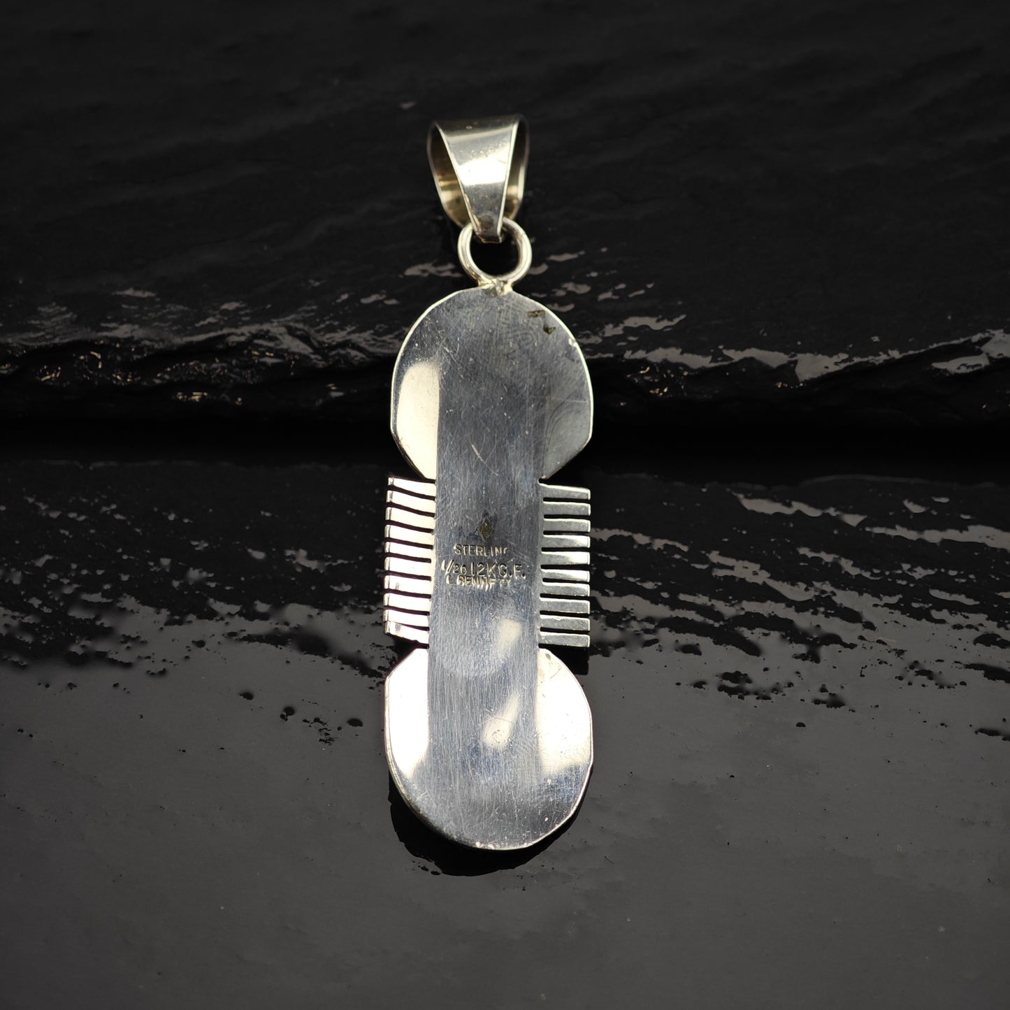 Sw 12K Gold Filled Accent Feather Pendant Sterling Silver P2848