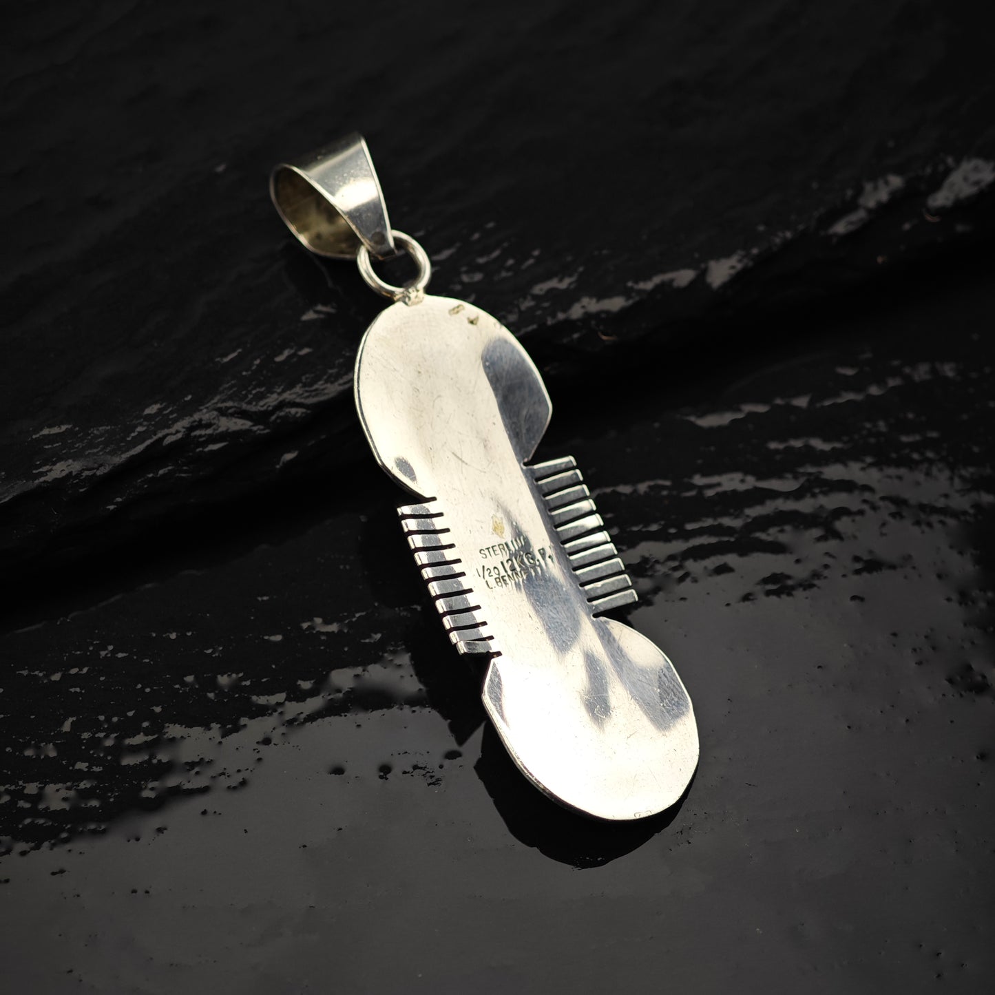 Sw 12K Gold Filled Accent Feather Pendant Sterling Silver P2848