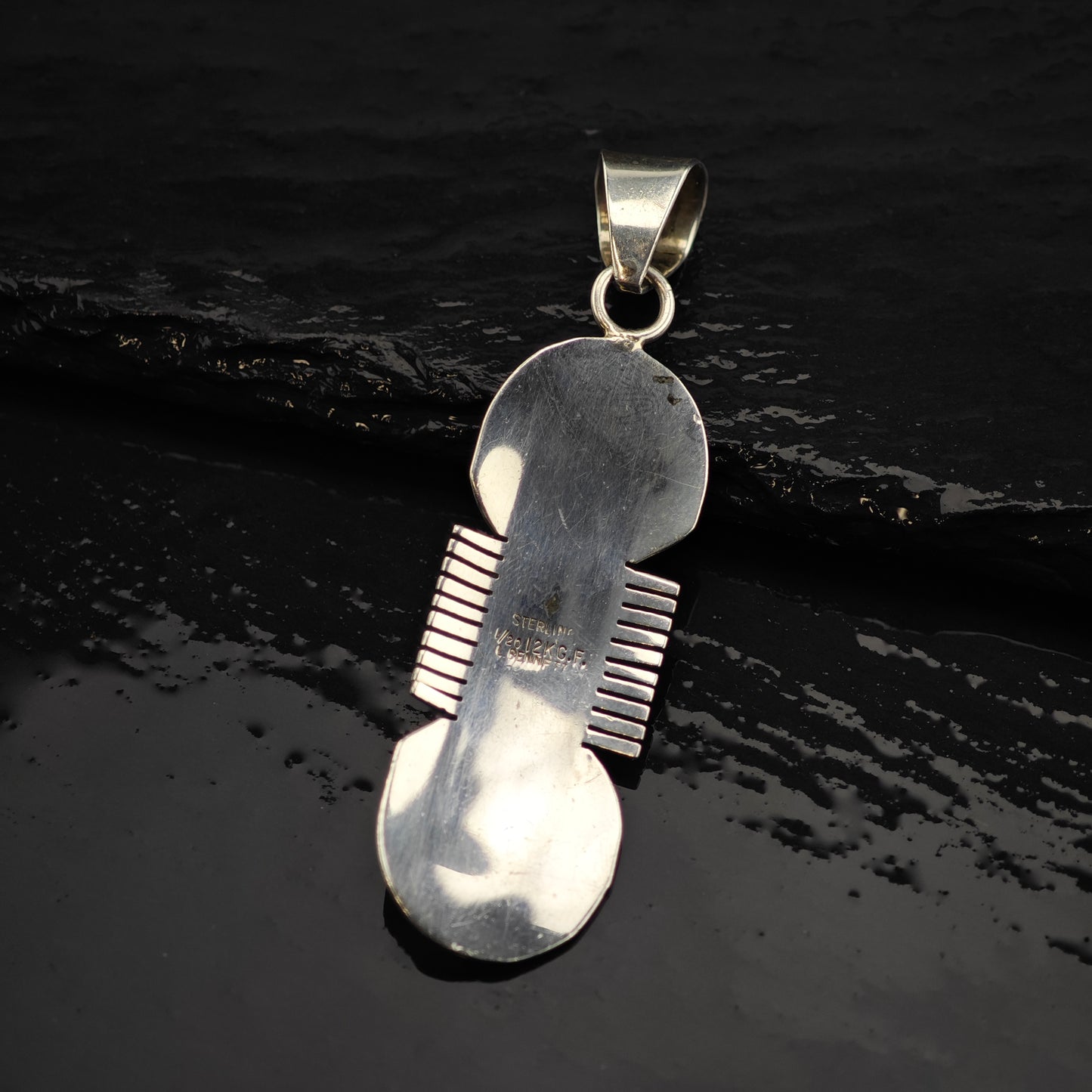 Sw 12K Gold Filled Accent Feather Pendant Sterling Silver P2848