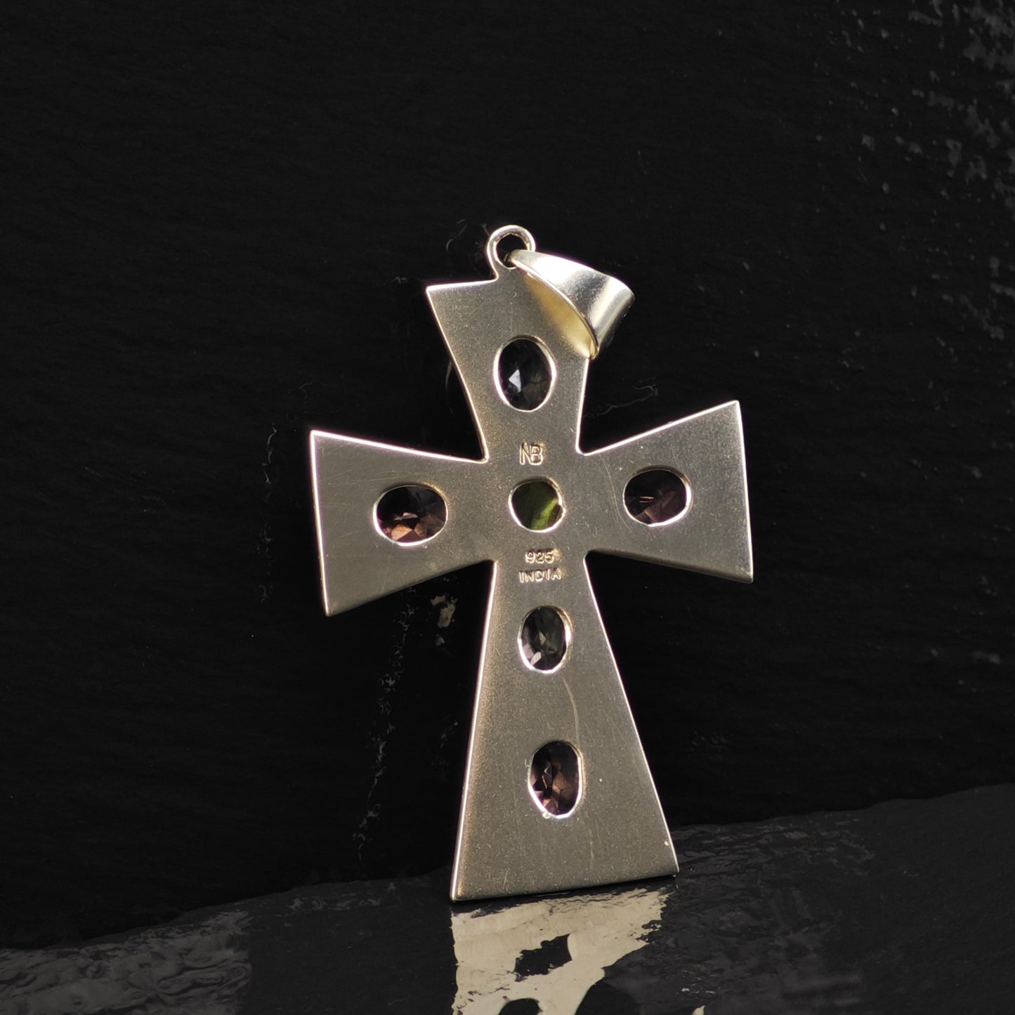 Nicky Butler Multi-Gemstone Cross Pendant Sterling SIlver P2849