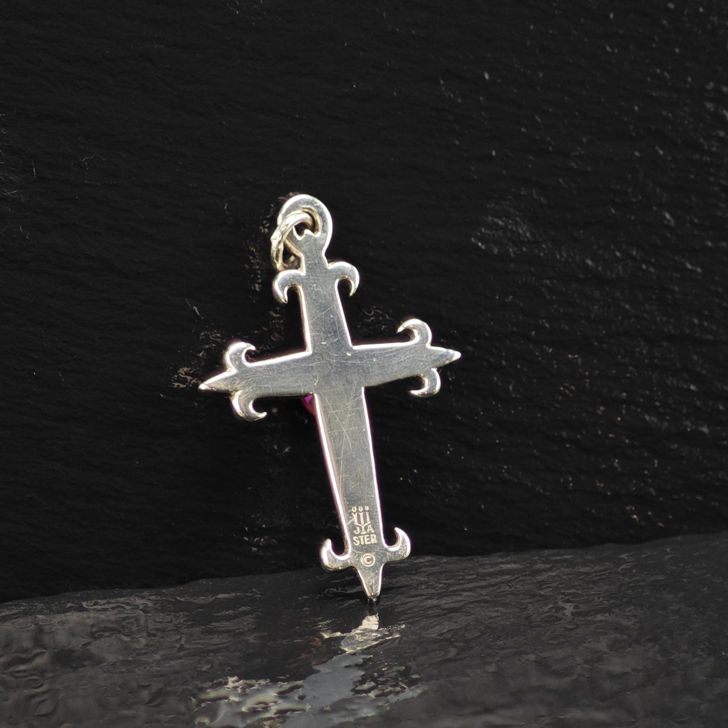James Avery Lab Ruby Heart Cross Sterling Silver P2851