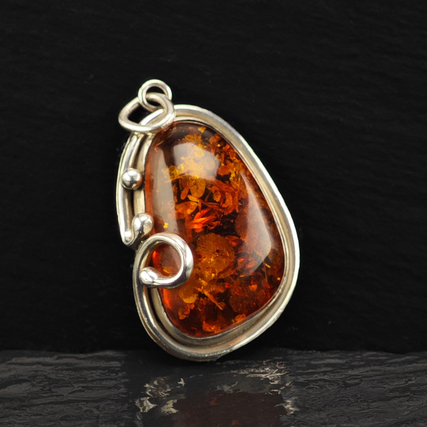 Amber Pendant Sterling Silver P2852