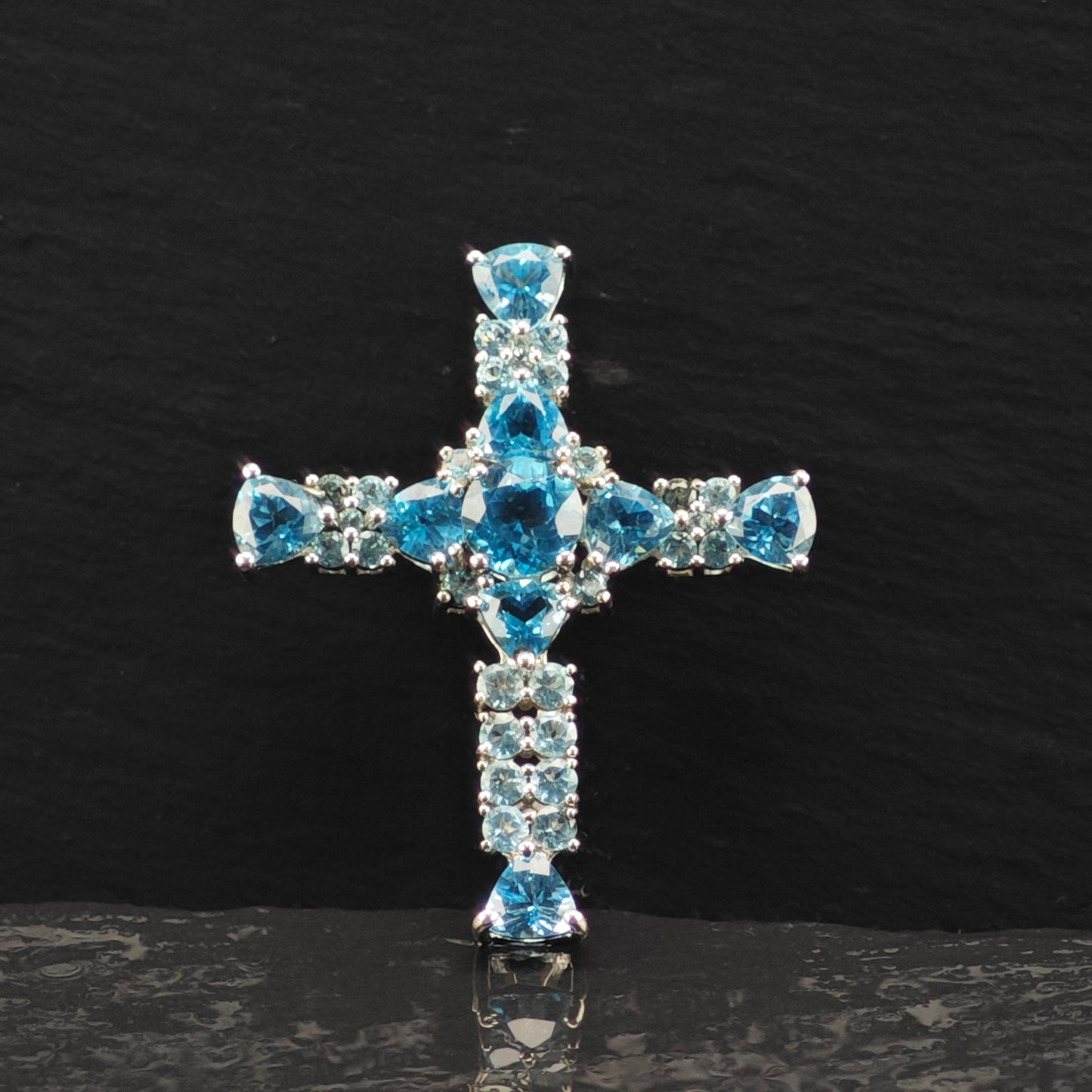 DK Topaz Cross Pendant Sterling Silver P2853