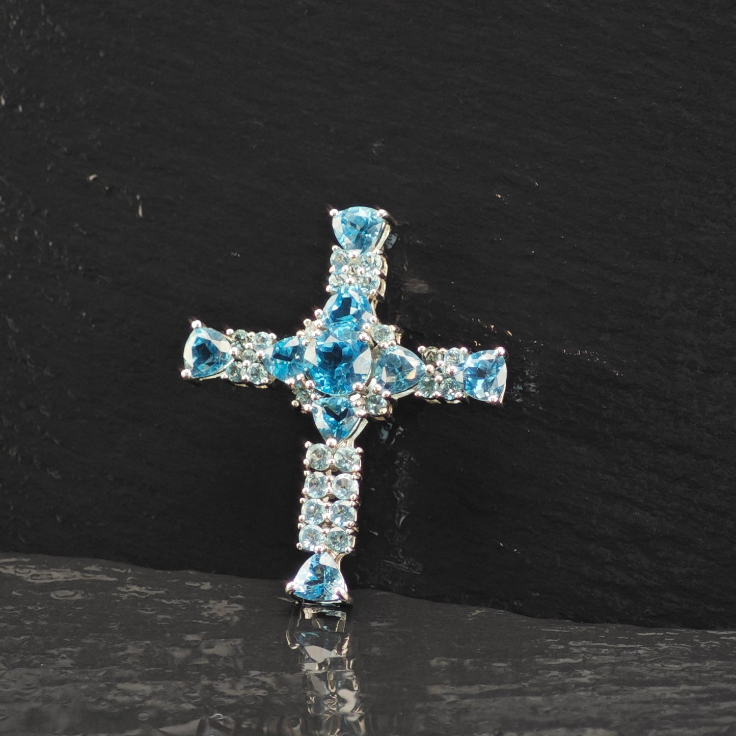 DK Topaz Cross Pendant Sterling Silver P2853