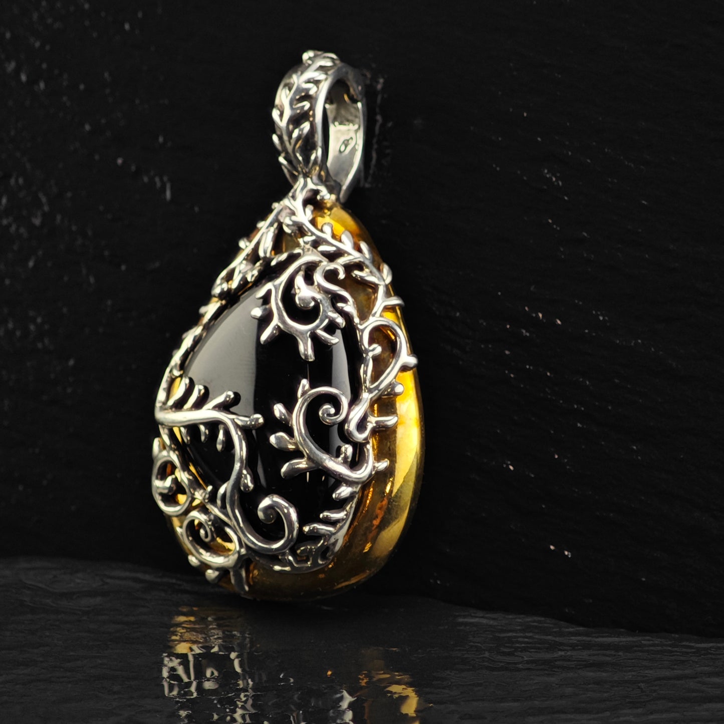 Carolyn Pollack Brass, Black Onyx Pendant Sterling Silver P2855