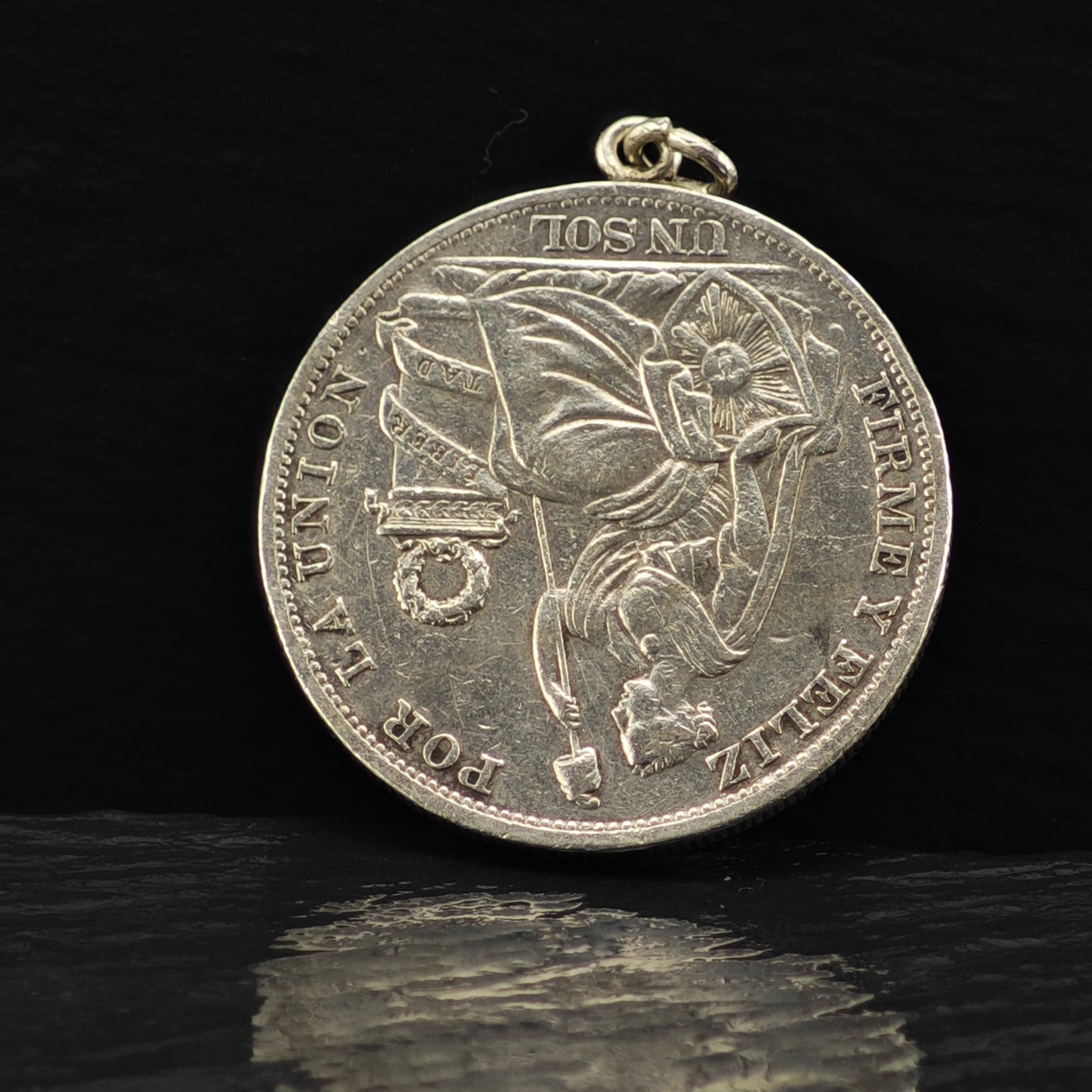 Peruvian "Un Sol" 1894 Coin Pendant Sterling Silver P2857