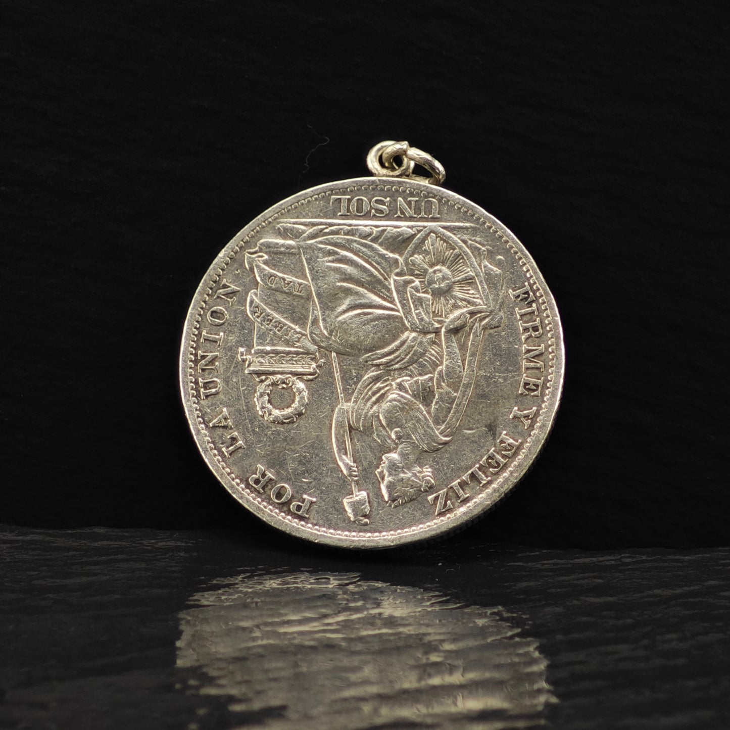 Peruvian "Un Sol" 1894 Coin Pendant Sterling Silver P2857
