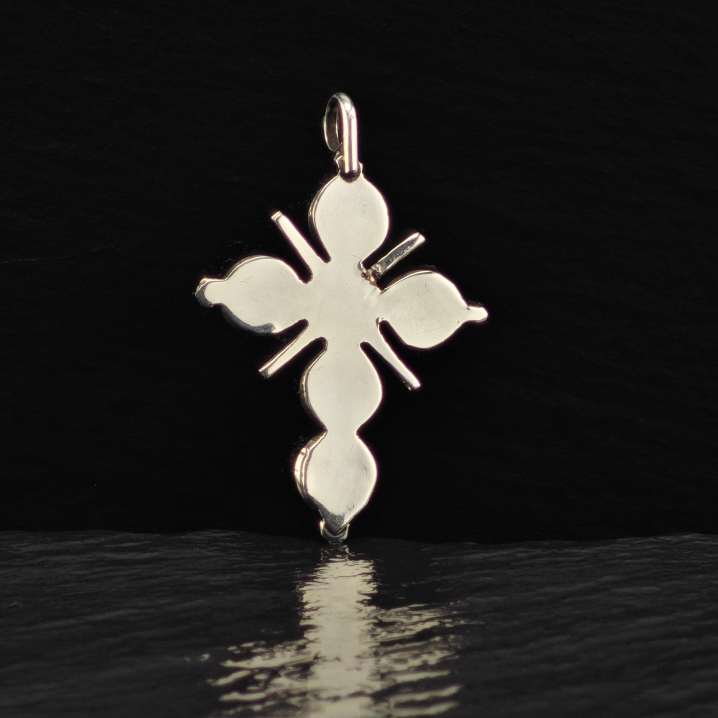 Zuni Snake Eye Turquoise Cross Pendant Sterling Silver P2860