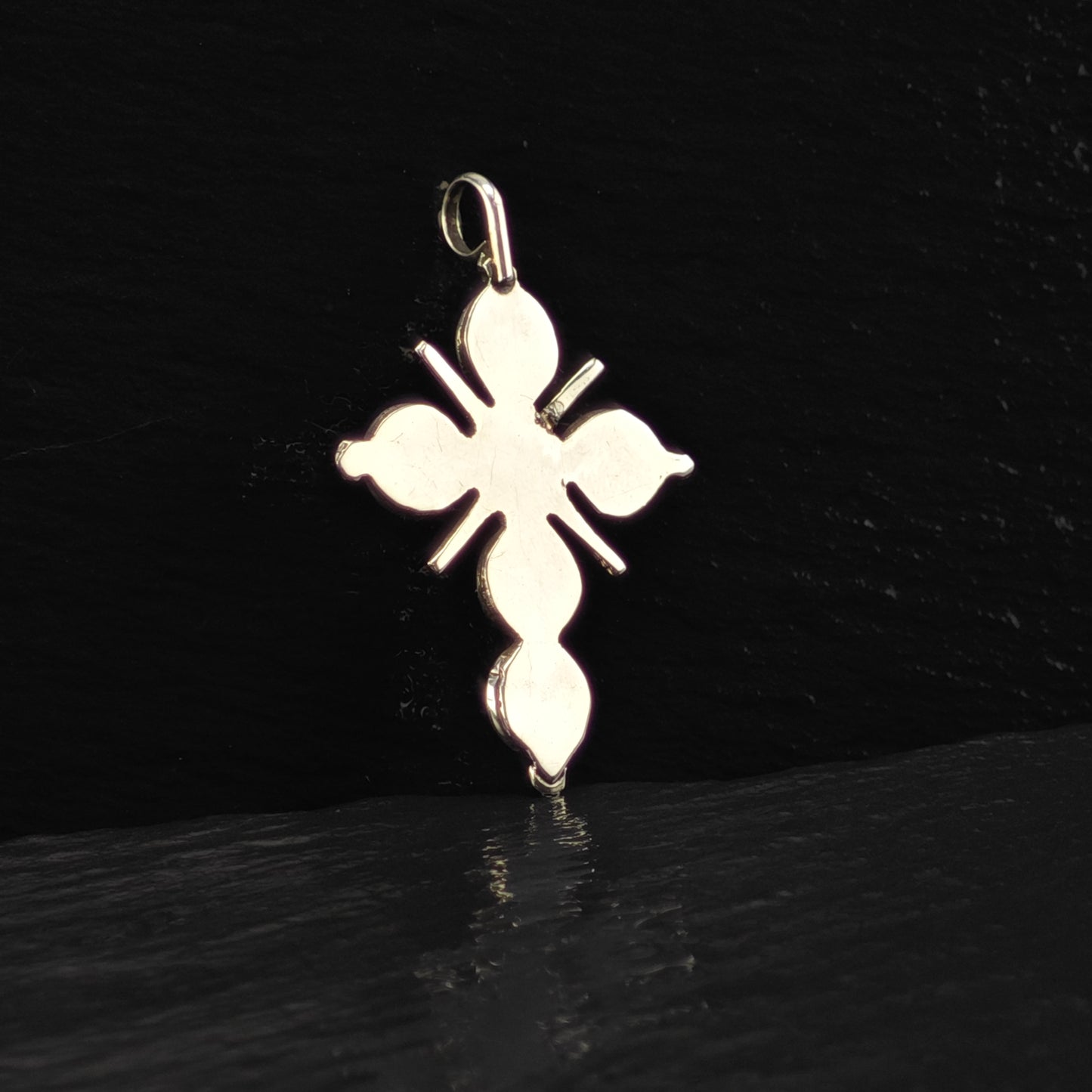 Zuni Snake Eye Turquoise Cross Pendant Sterling Silver P2860