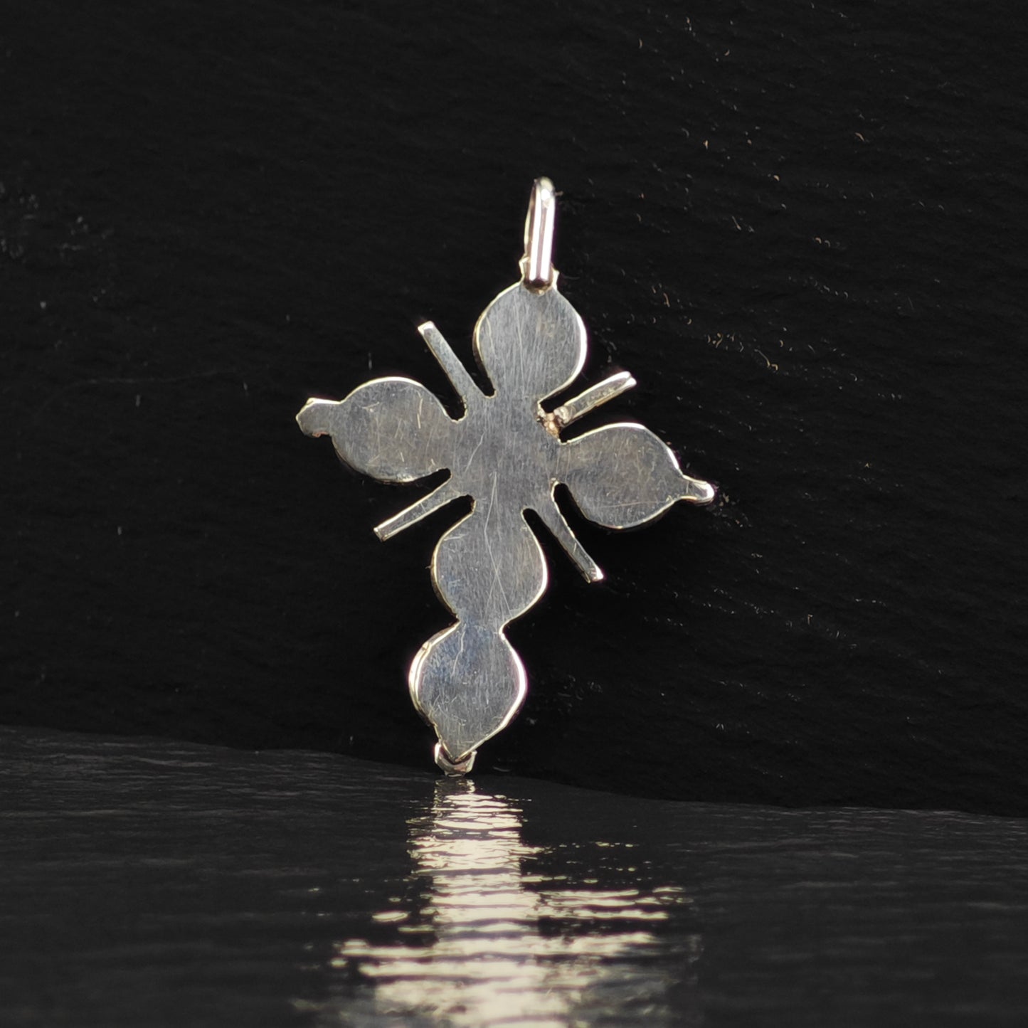 Zuni Snake Eye Turquoise Cross Pendant Sterling Silver P2860