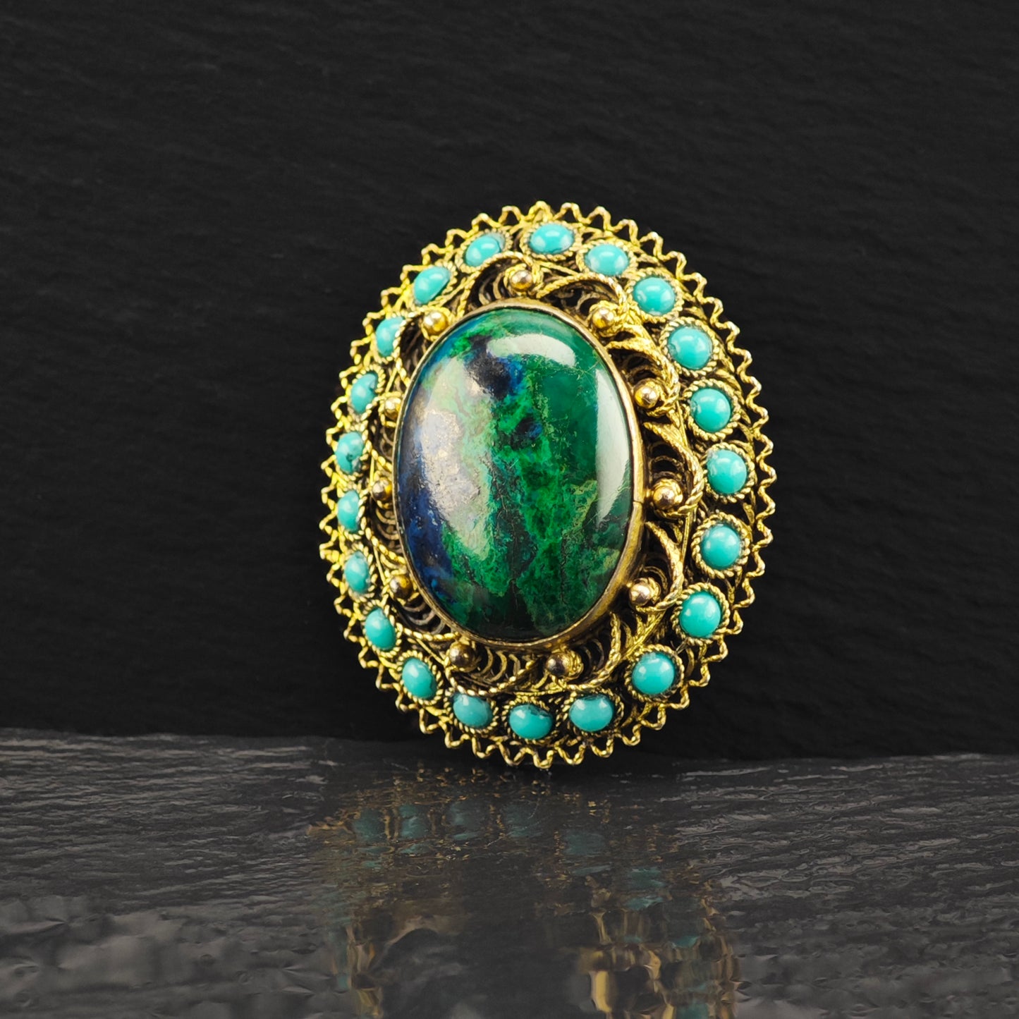 Eilat Stone Gold Gilded Brooch/Pendant Sterling Silver P2862