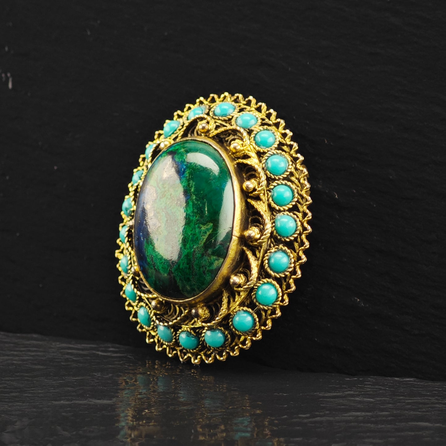 Eilat Stone Gold Gilded Brooch/Pendant Sterling Silver P2862