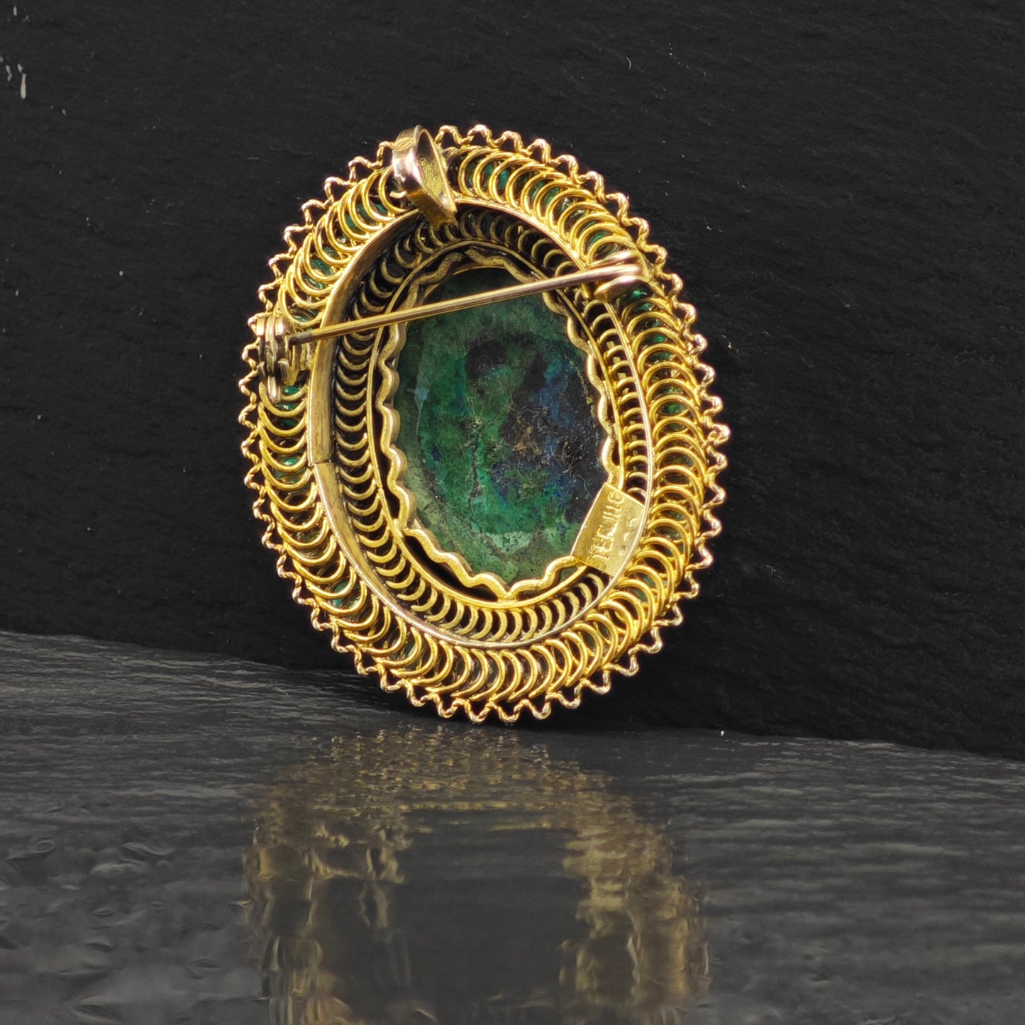 Eilat Stone Gold Gilded Brooch/Pendant Sterling Silver P2862