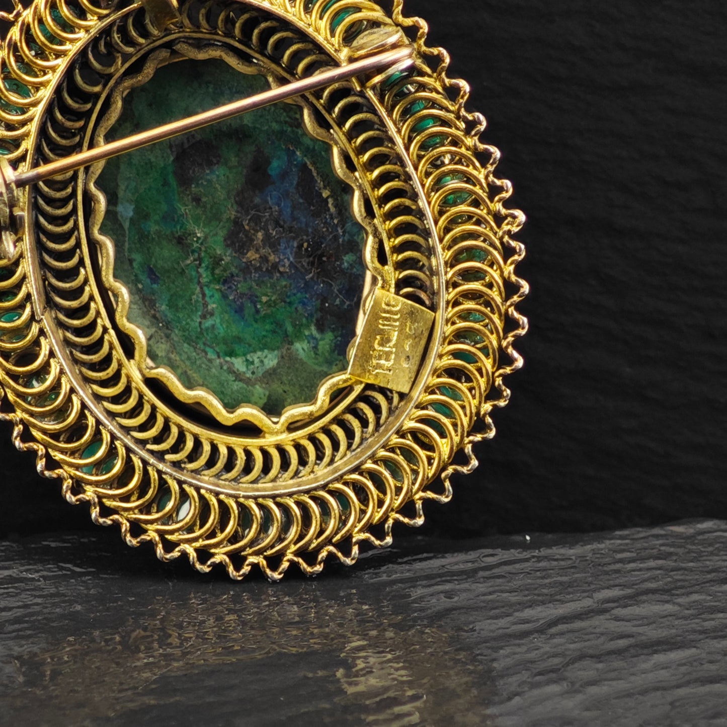 Eilat Stone Gold Gilded Brooch/Pendant Sterling Silver P2862